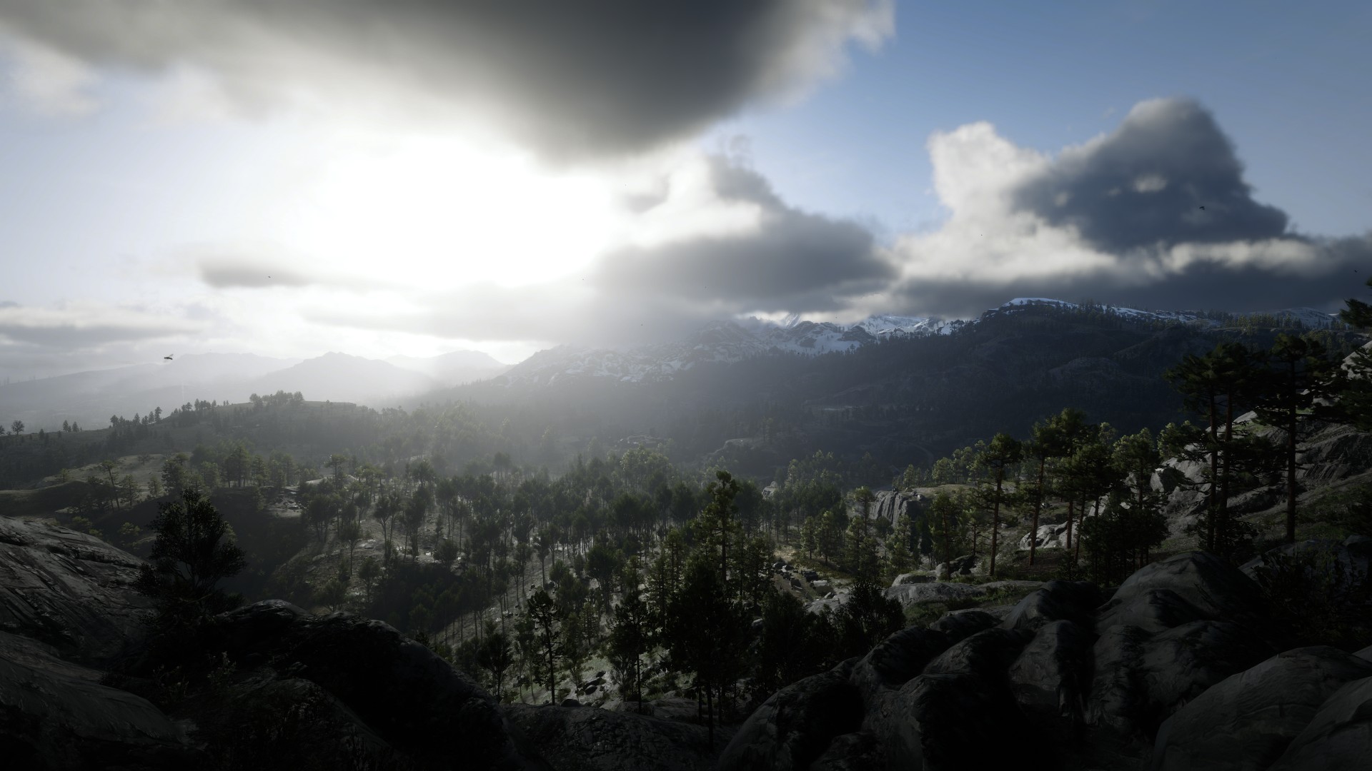 General 1920x1080 Red Dead Redemption 2 nature screen shot PC gaming forest mountain pass