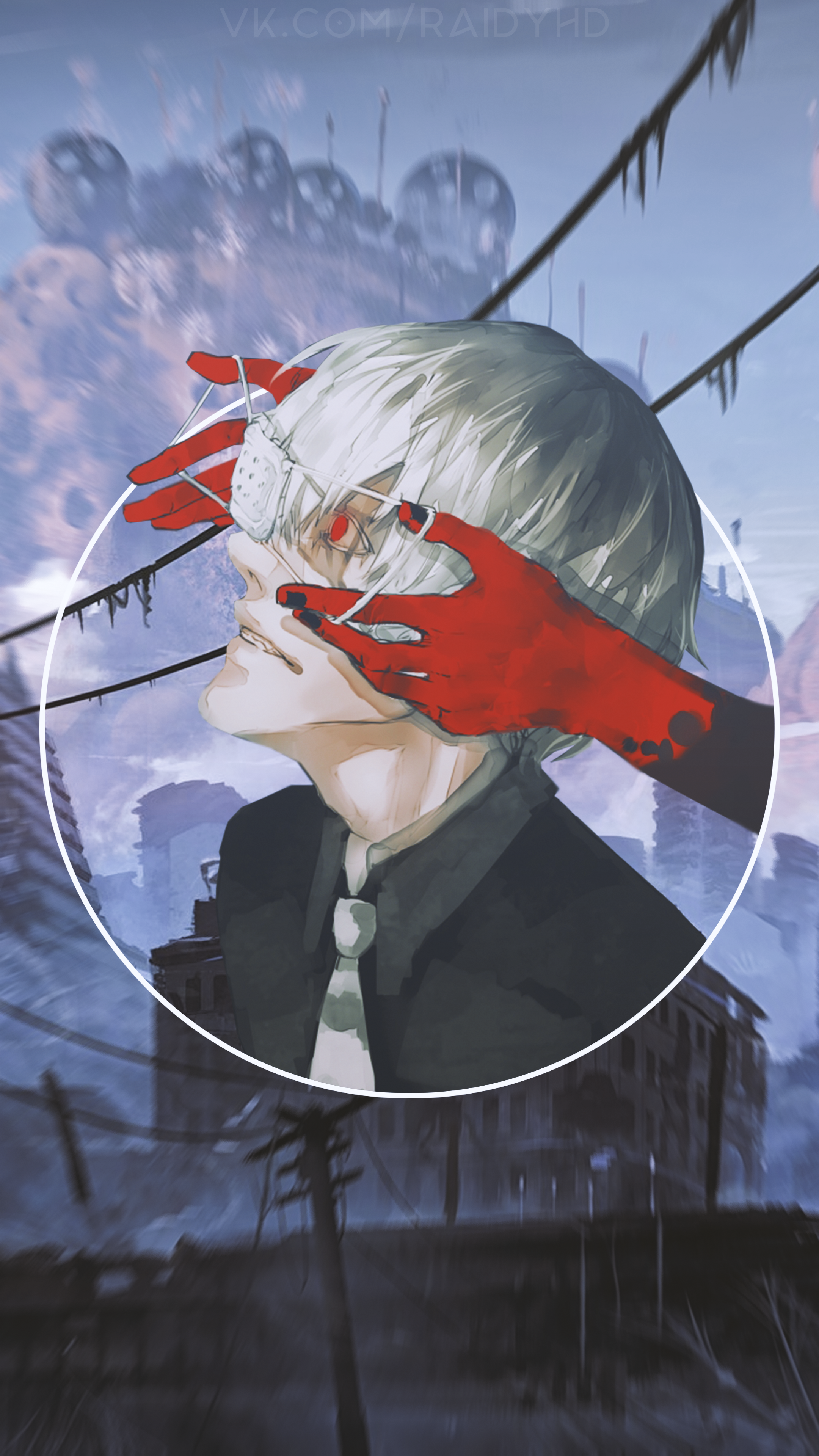 Anime 2160x3840 anime picture-in-picture Kaneki Ken tie anime boys red eyes