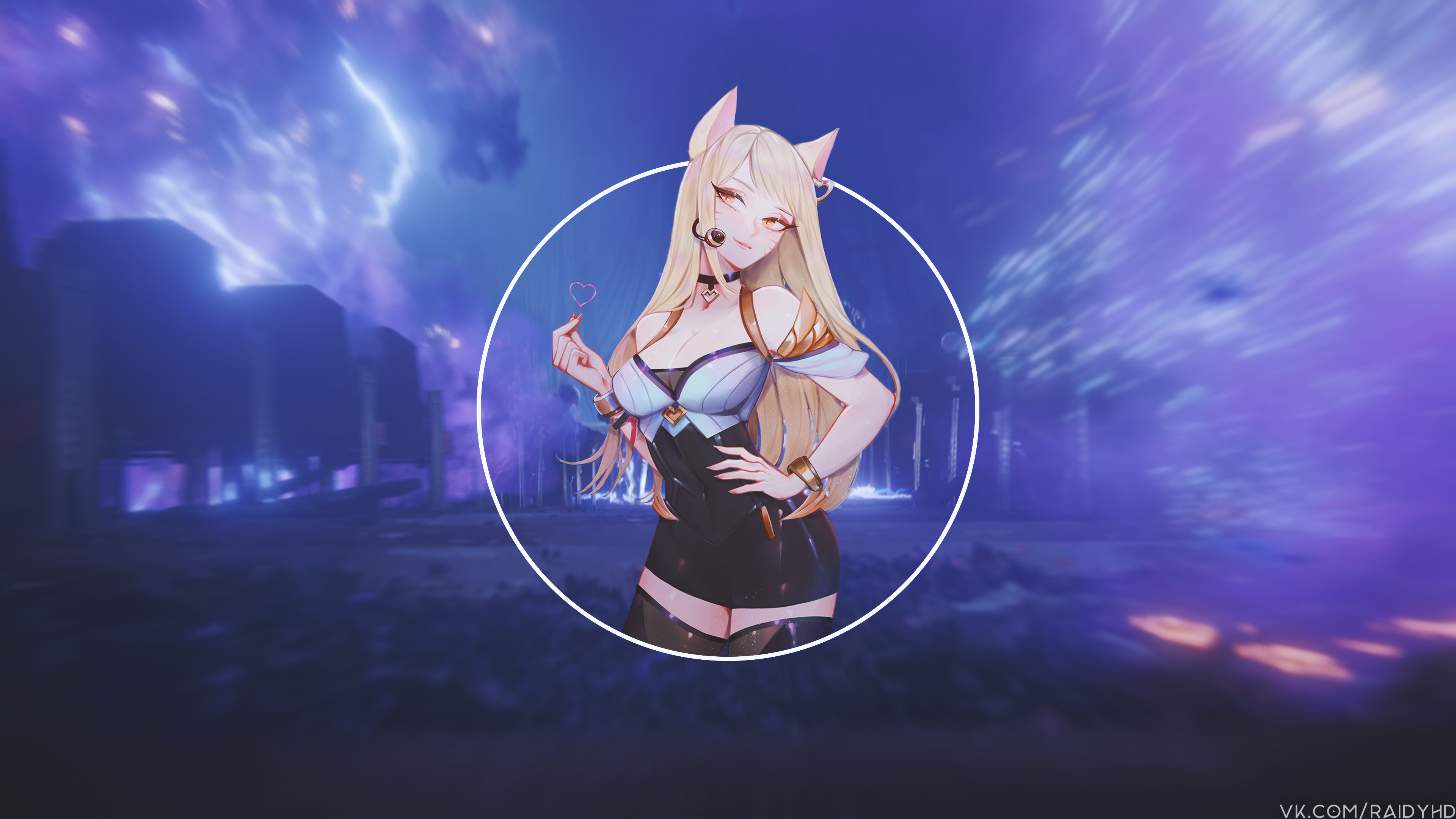 Anime 3840x2160 anime girls picture-in-picture anime League of Legends Ahri (League of Legends) K/DA