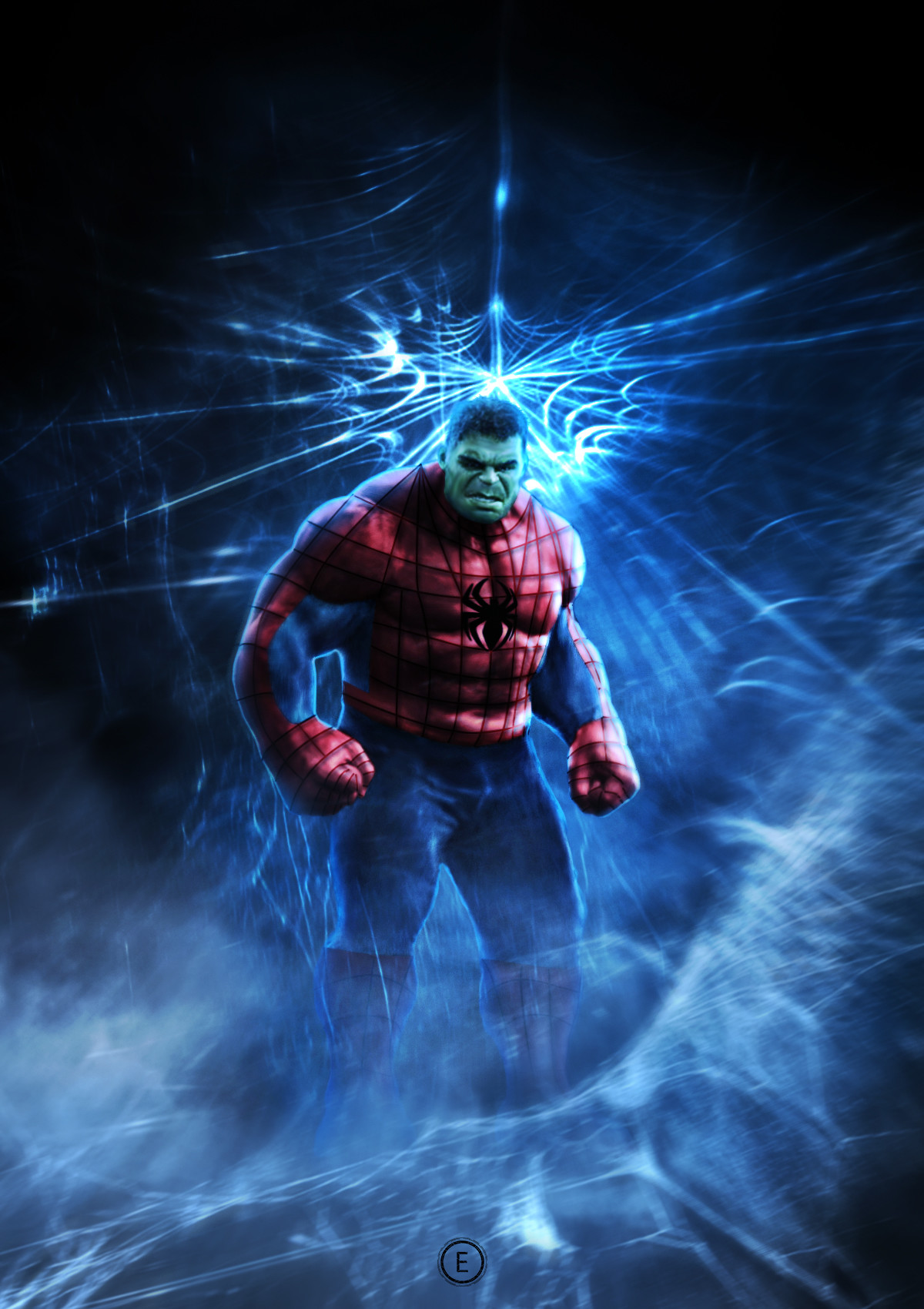 General 1200x1700 Hulk Spider-Man movies artwork digital art cyan crossover blue
