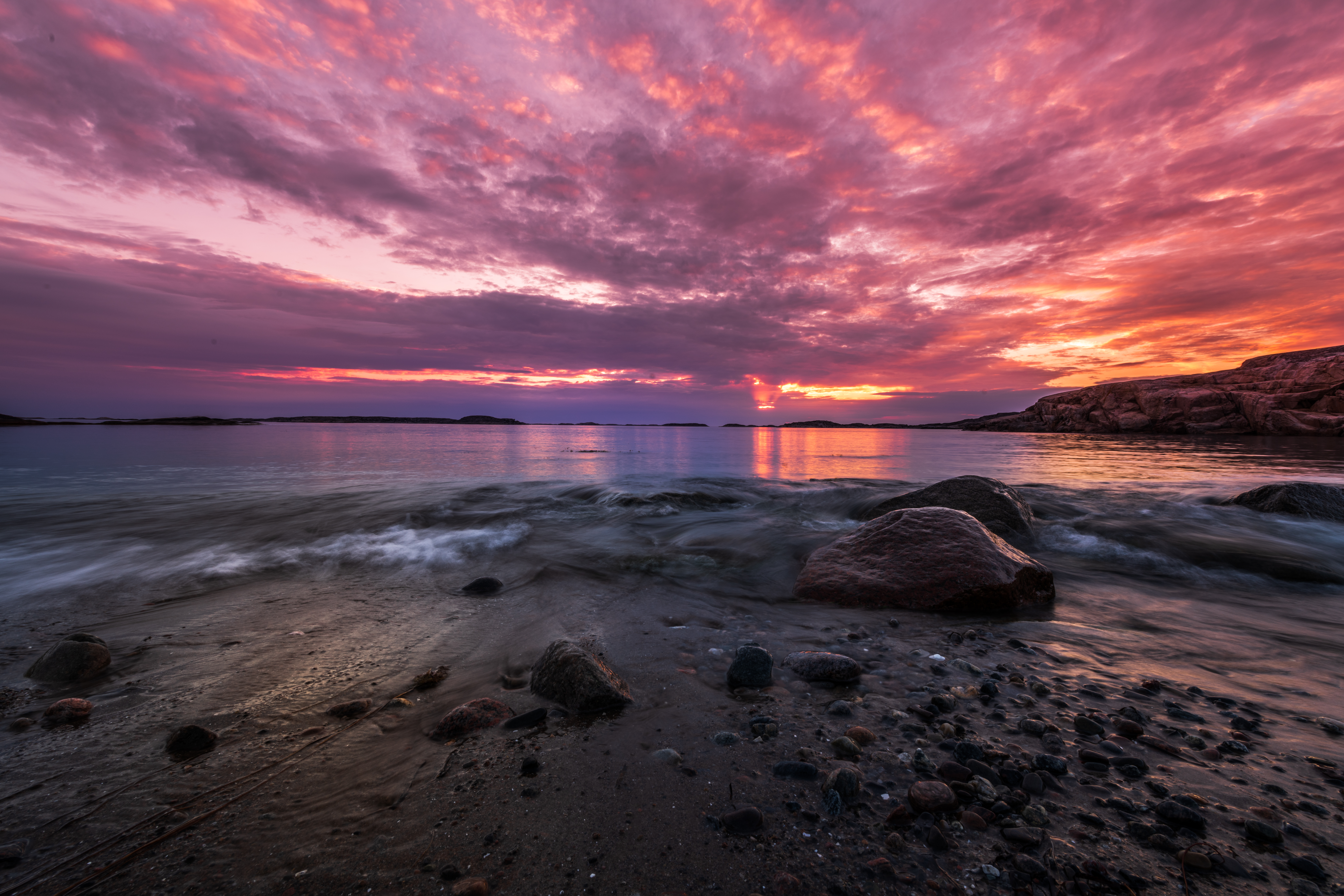 General 8256x5504 water coast purple sky sea lagoon rocks sunrise