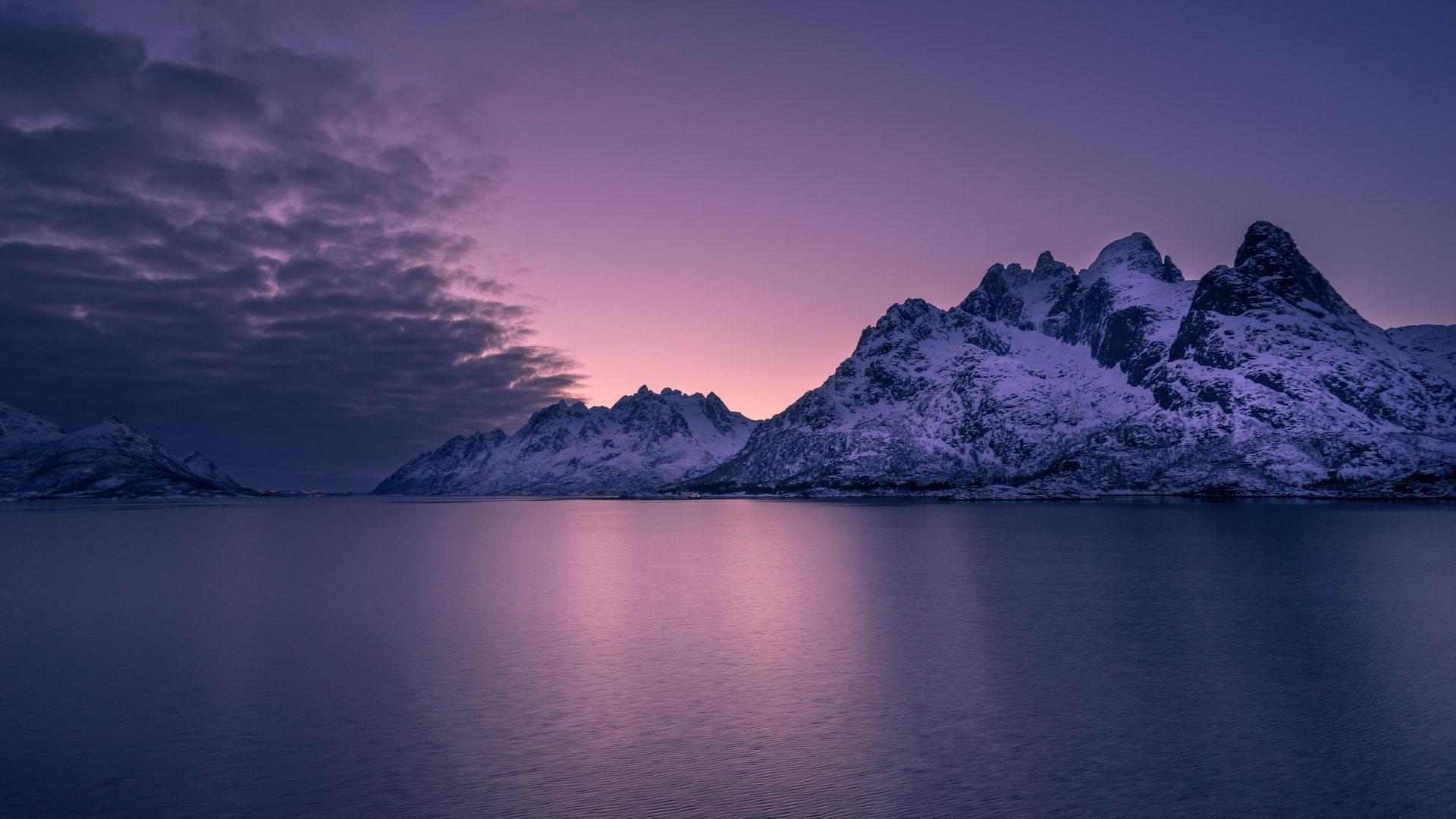 General 1920x1080 mountains horizon sea sunset pink purple water sky violet calm