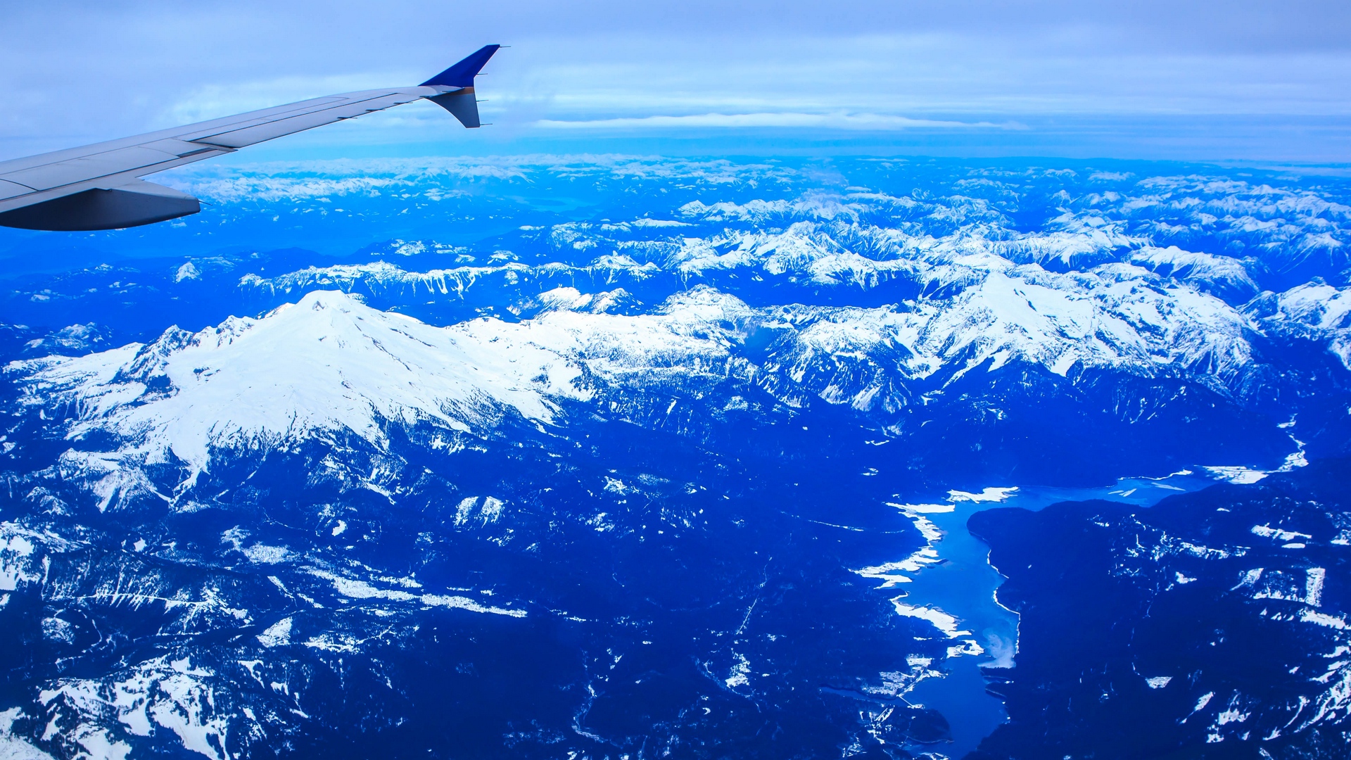 General 1920x1080 airplane airplane wing mountains peak Washington (state) USA blue snowy peak aircraft landscape vehicle