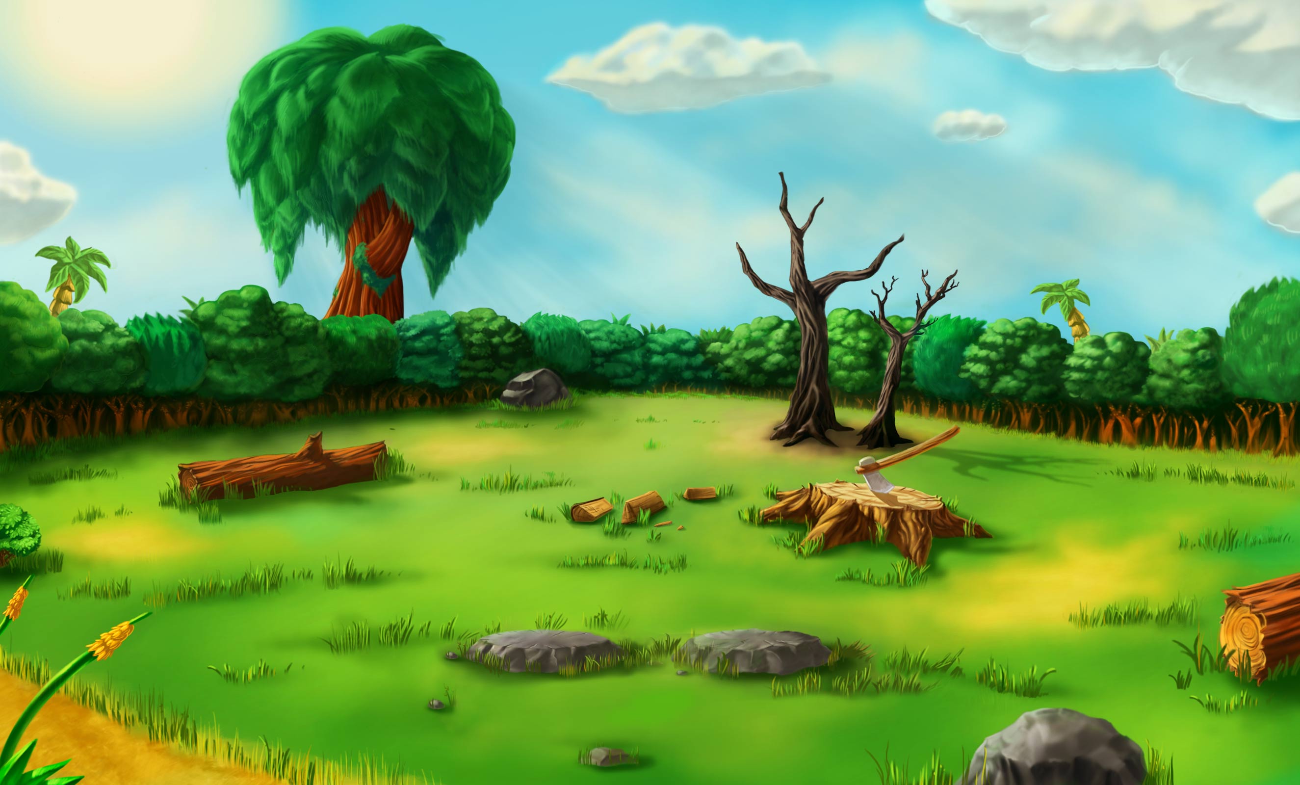 General 2650x1600 video game art Miscrits trees sky