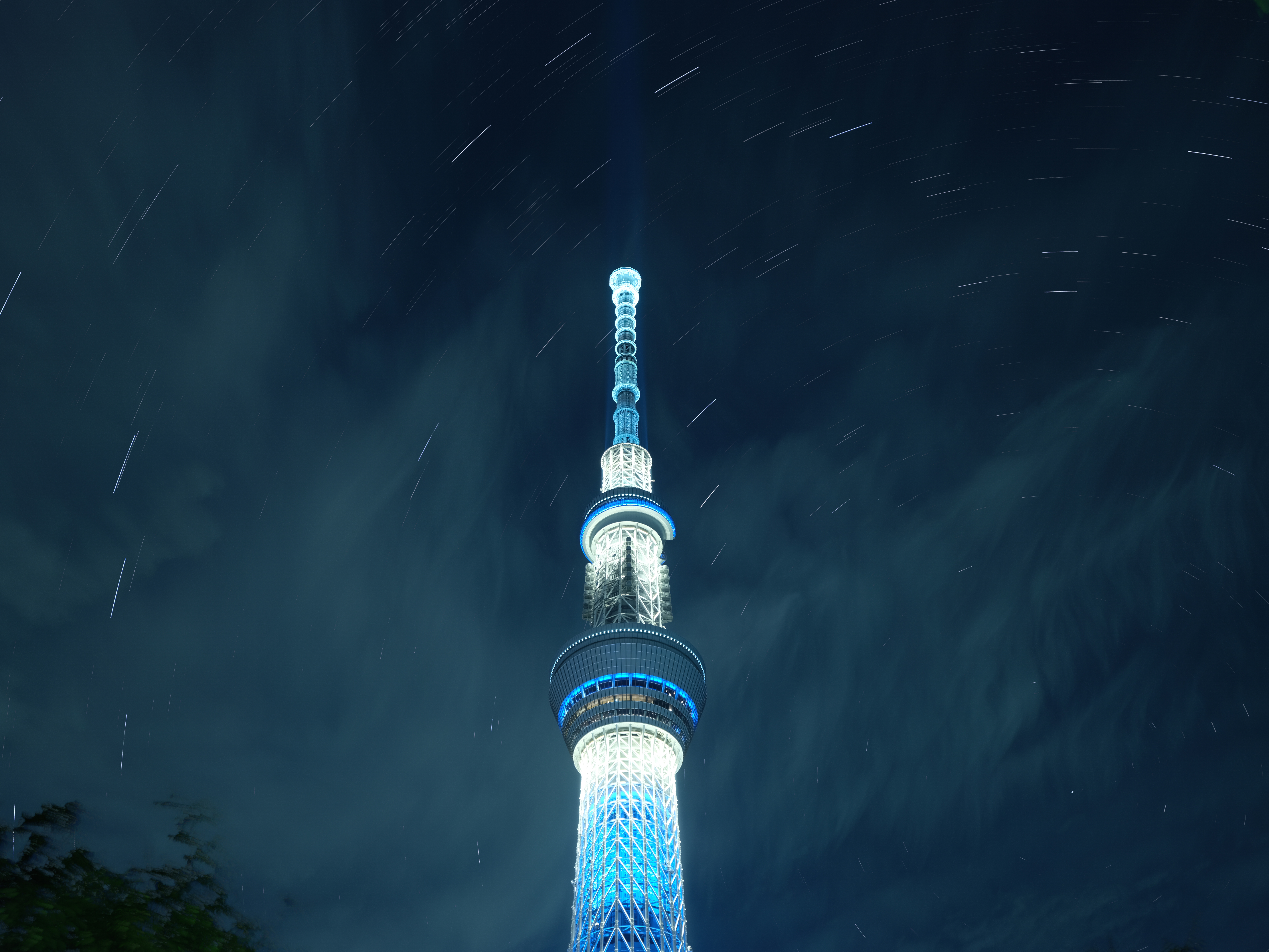 General 8256x6192 Tokyo tower skyscraper night long exposure cyan