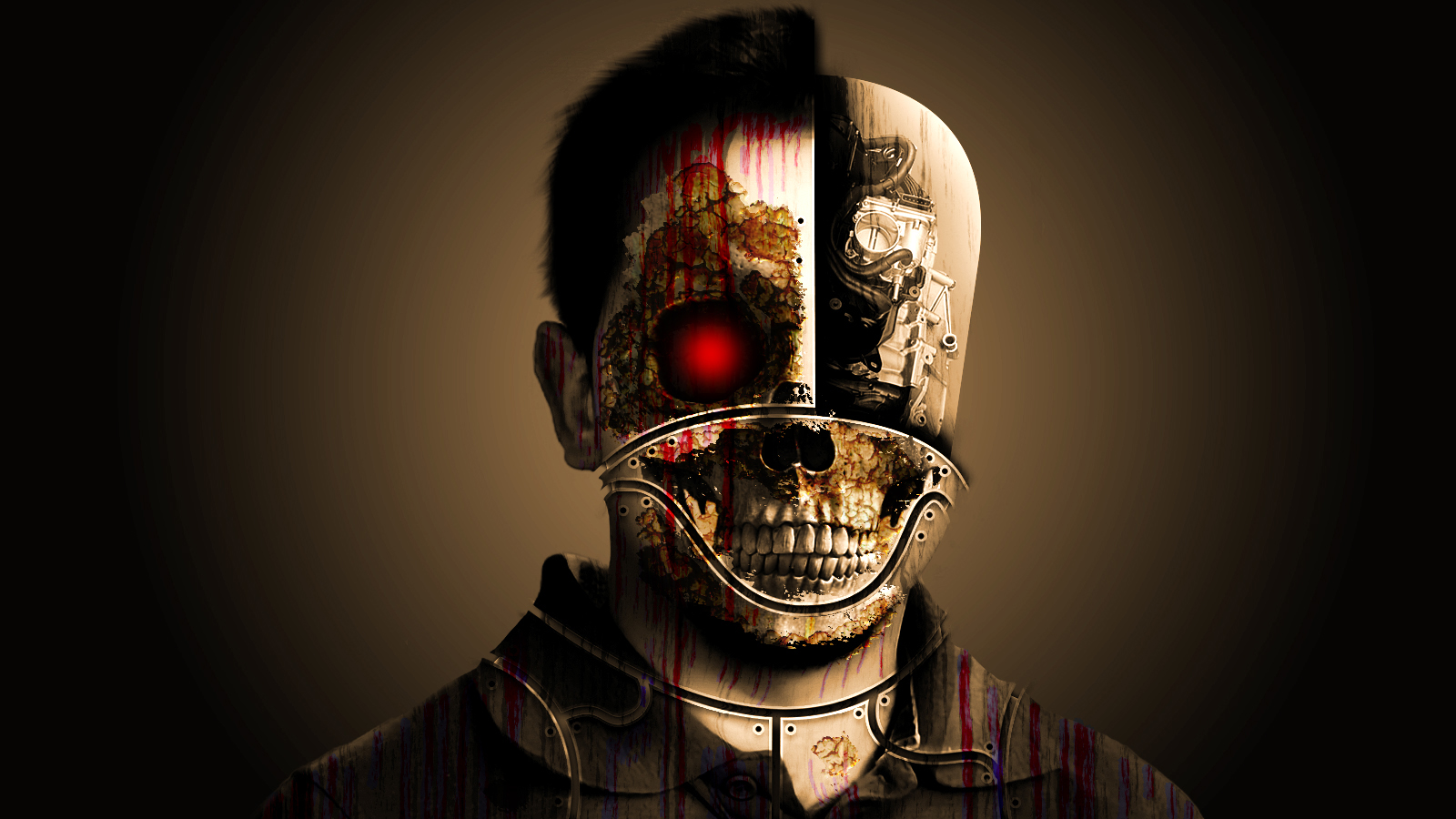 General 1600x900 horror face digital art skull
