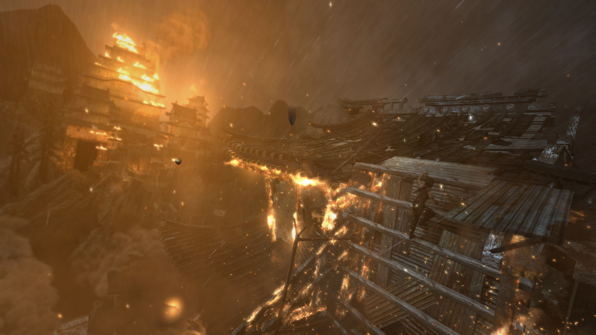 General 1920x1080 Tomb Raider (2013) video games screen shot PC gaming fire burning Lara Croft (Tomb Raider)