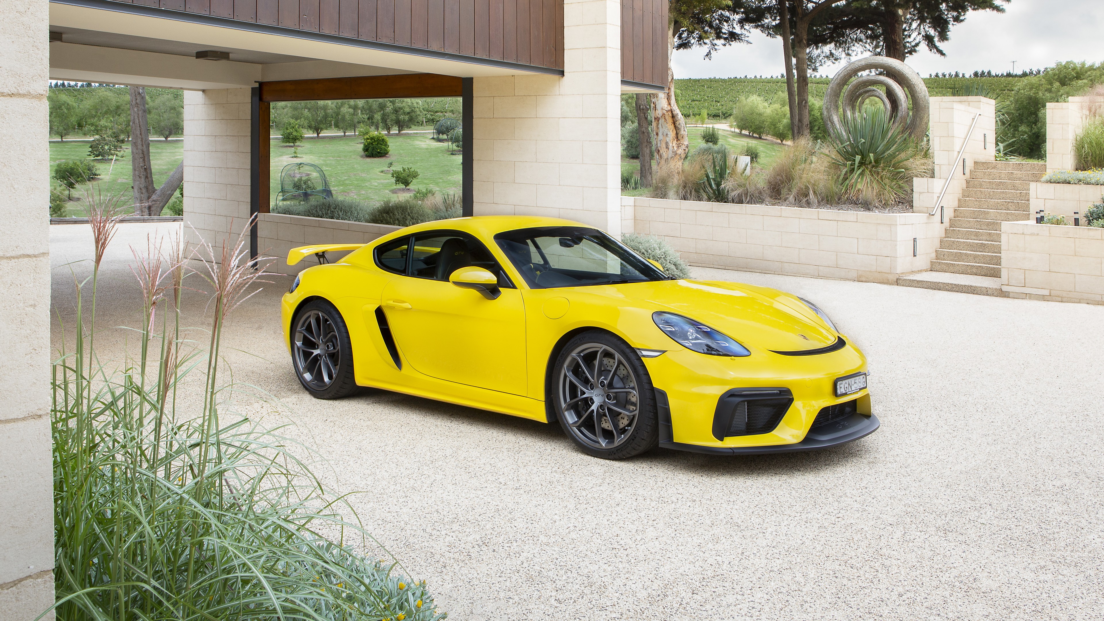 General 3840x2160 car vehicle sports car yellow cars Porsche 718 Porsche Porsche Cayman German cars Volkswagen Group