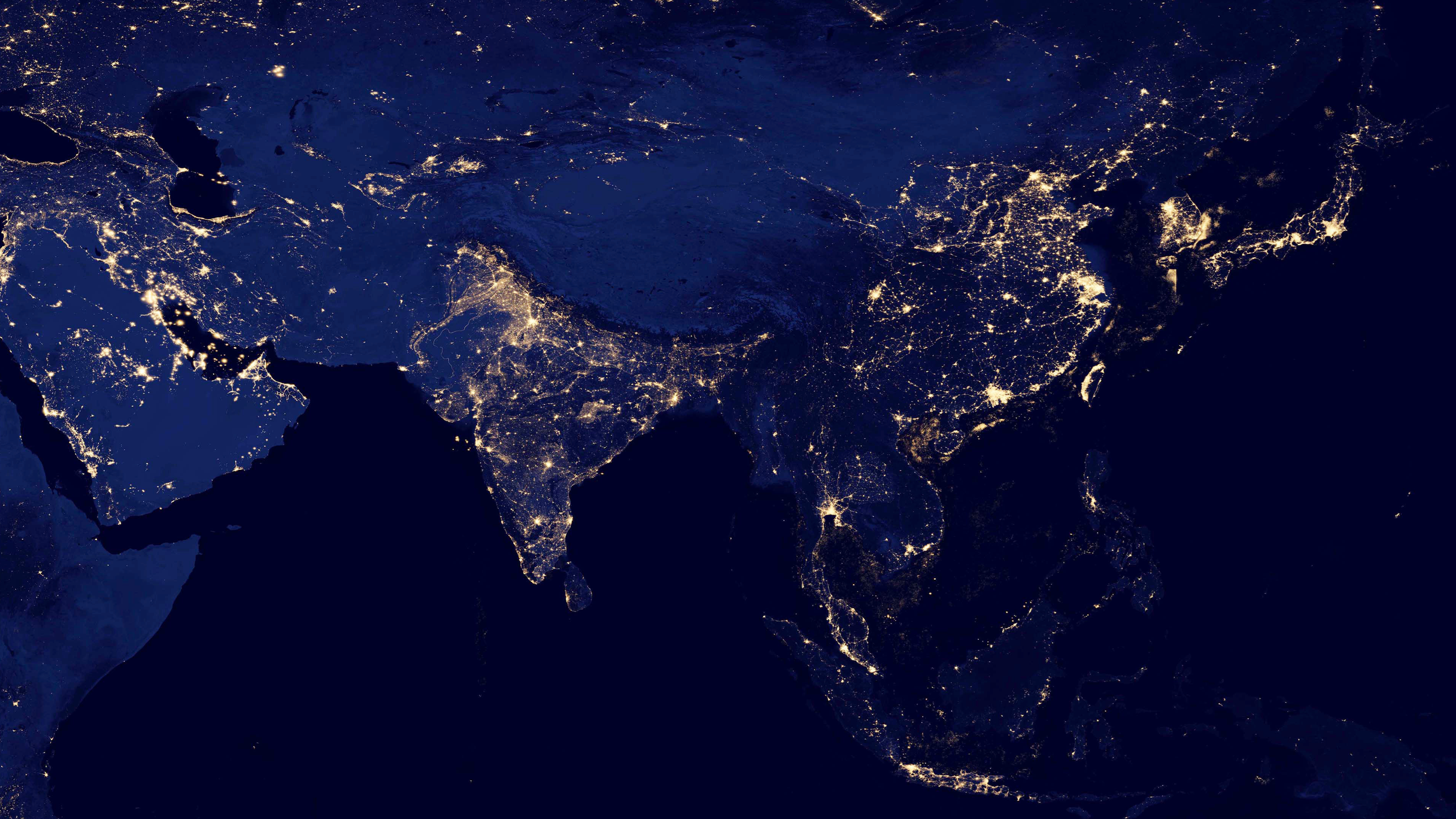 General 3840x2160 city lights night continents world satellite imagery Earth