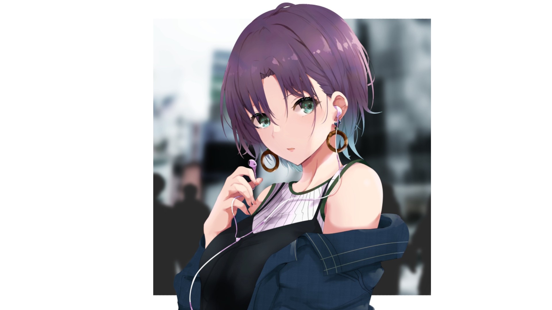 Anime 1920x1080 anime girls white background purple hair anime earphones Toru Asakura