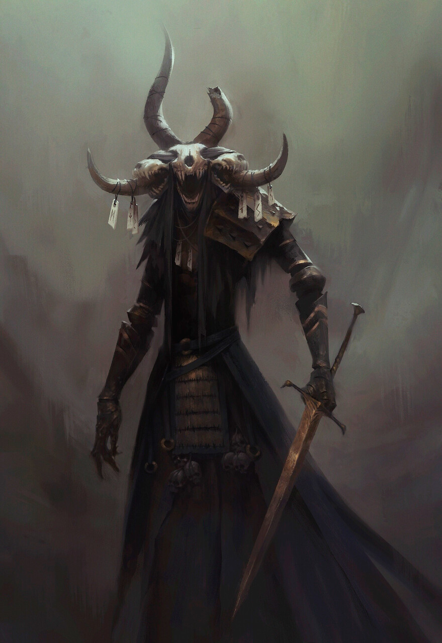 General 879x1280 Alex Charleux fantasy art horns warrior skull sword