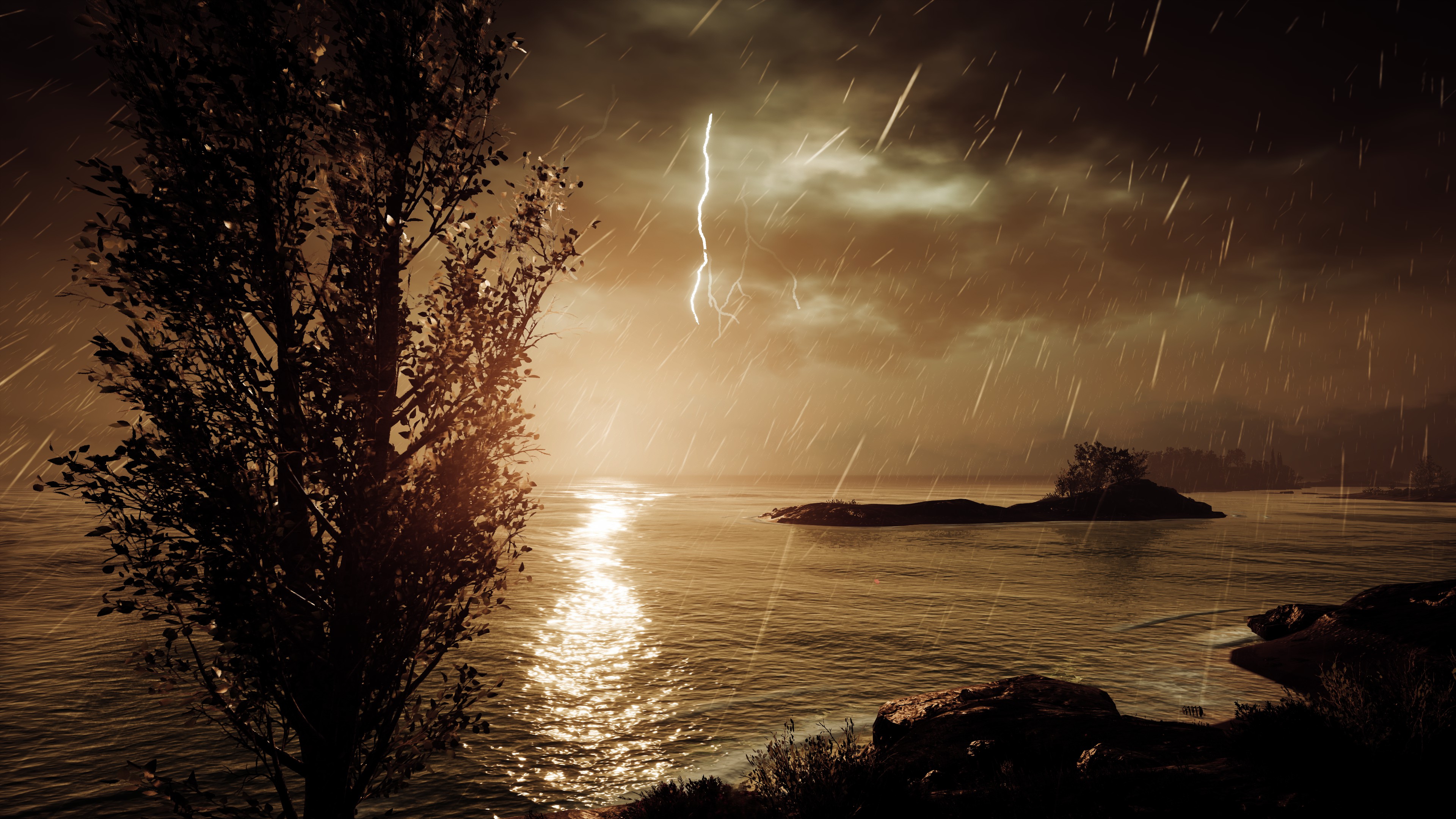General 3840x2160 screen shot video game landscape rain lightning Ubisoft Assassin's Creed: Odyssey