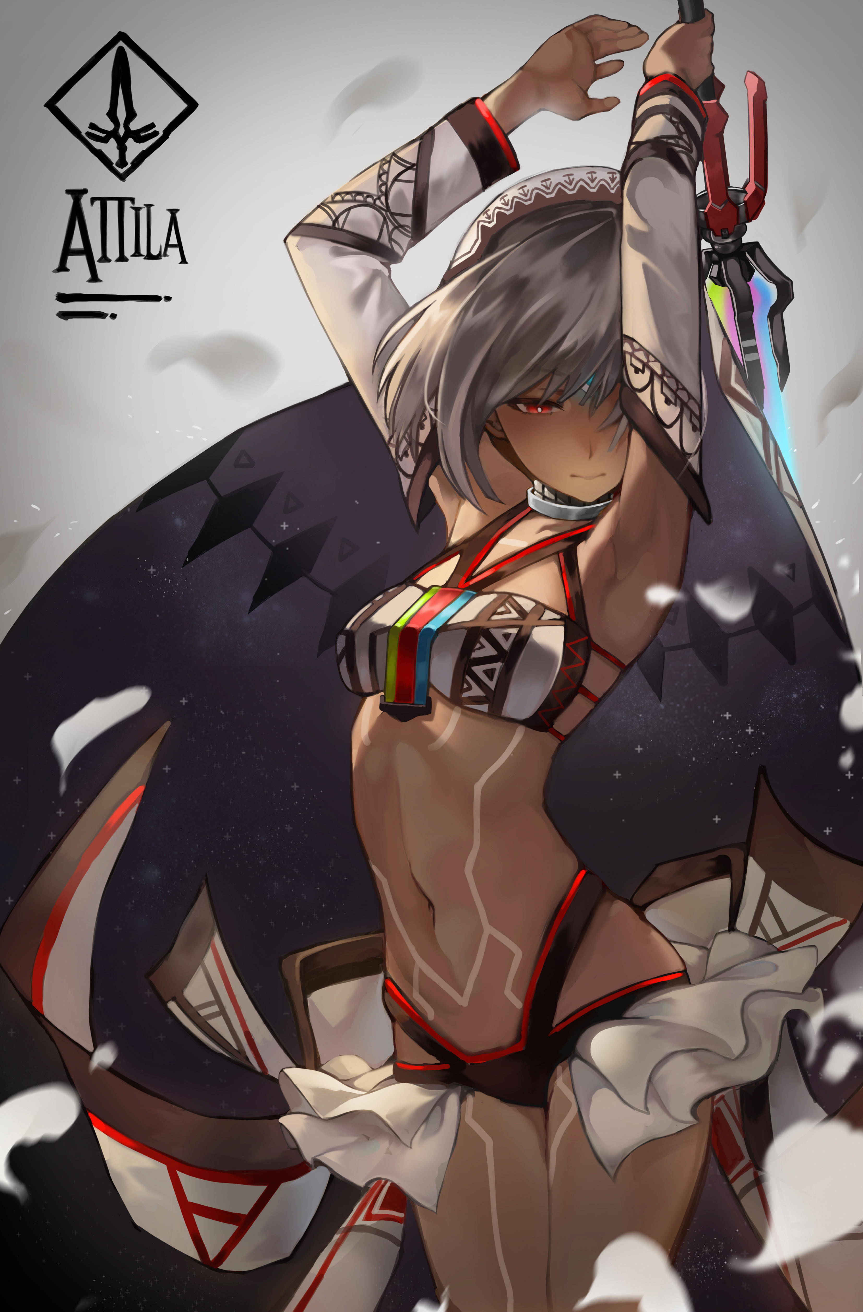 Anime 3307x5027 small boobs Fate/Grand Order anime girls fantasy girl arms up anime belly Altera (Fate)