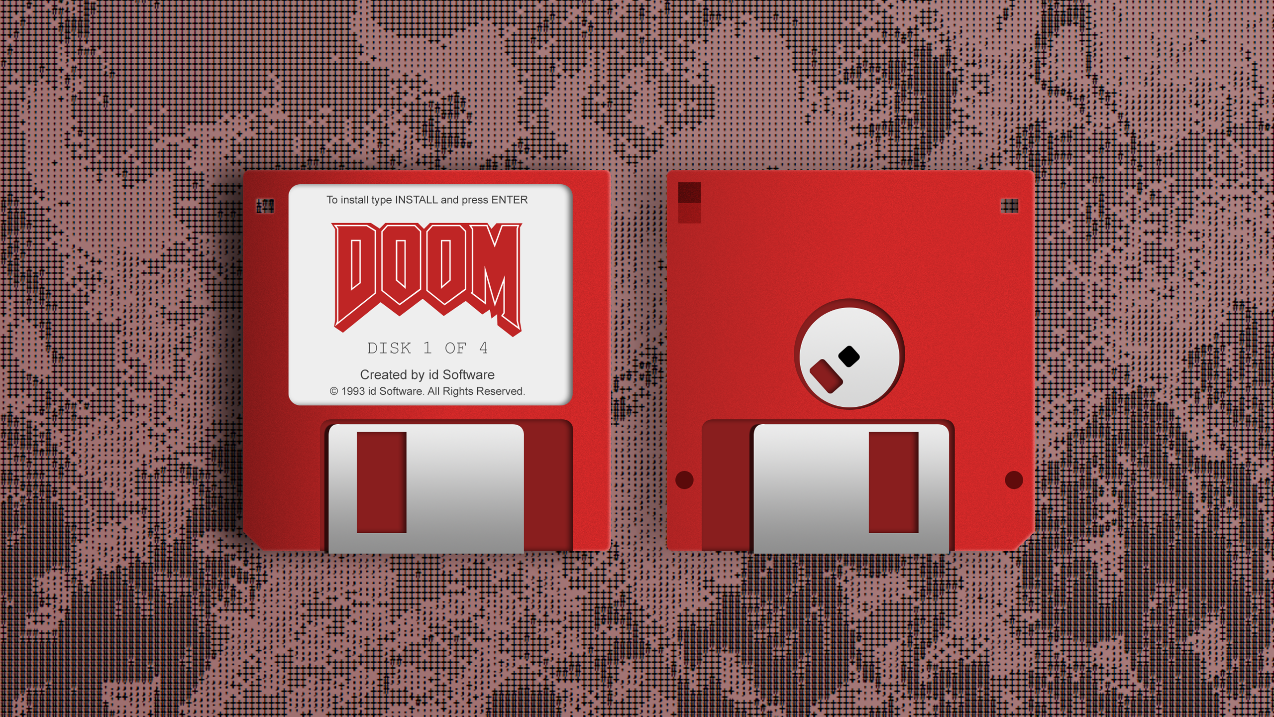 General 2560x1440 Doom (game) floppy disk red video games
