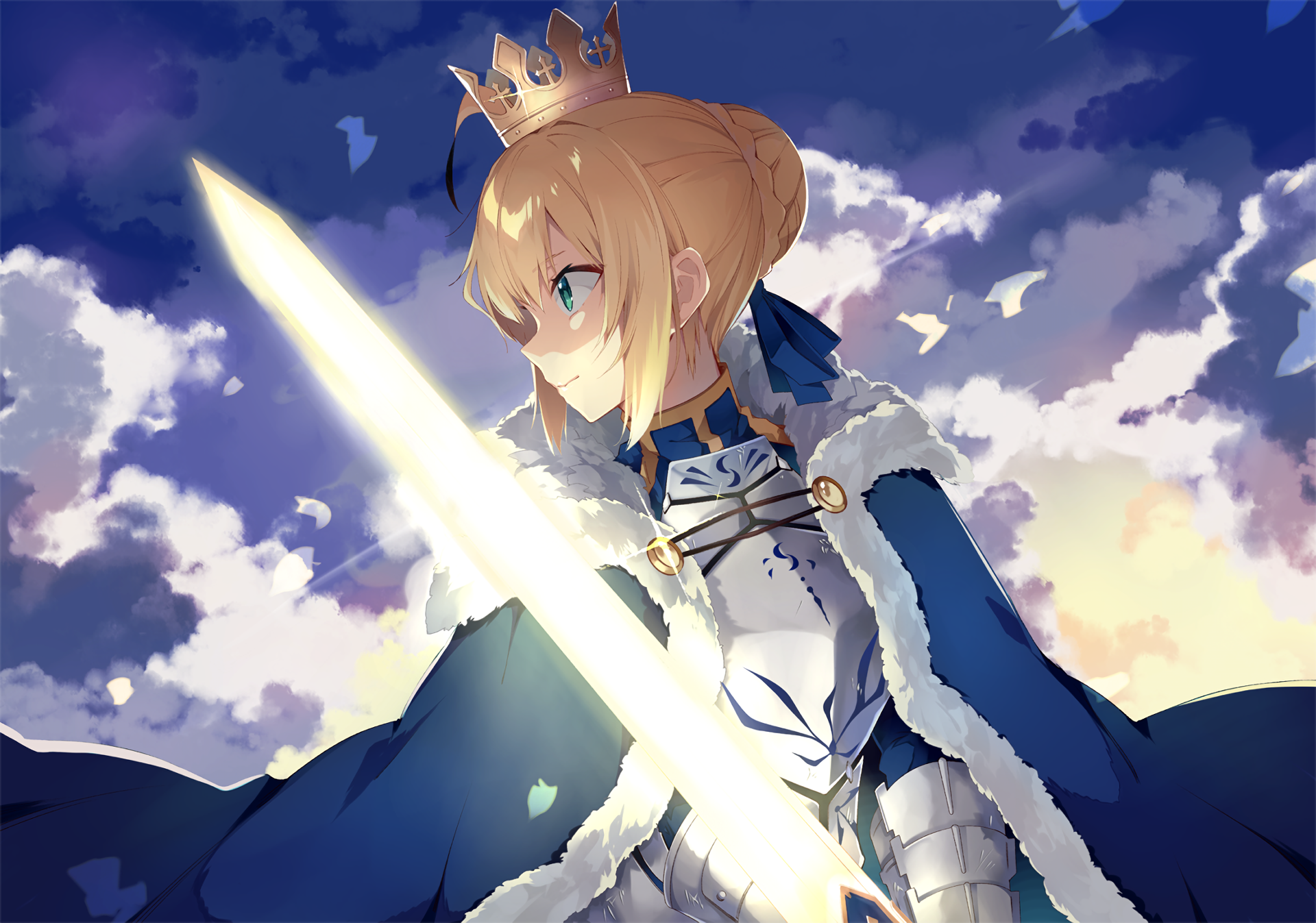 Anime 1920x1347 anime anime girls Fate series Fate/Stay Night Artoria Pendragon Saber blonde armor sword