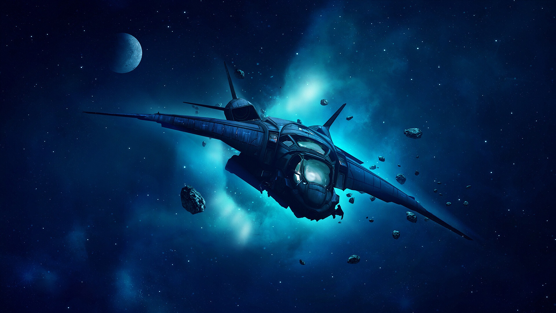 General 1920x1080 space space art vehicle science fiction spaceship blue cyan Marvel Cinematic Universe stars planet asteroid