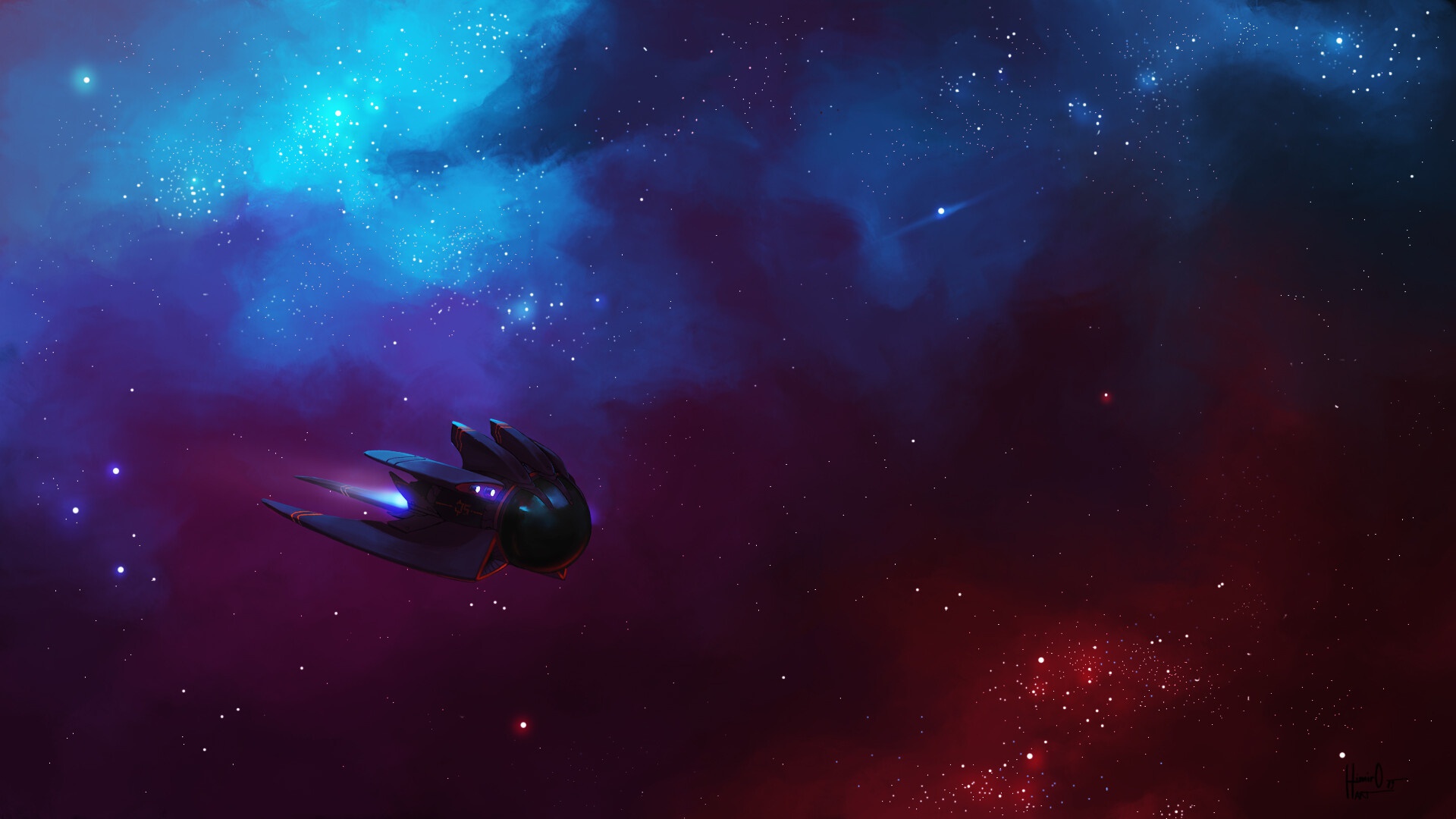 General 1920x1080 space space art science fiction vehicle spaceship red blue