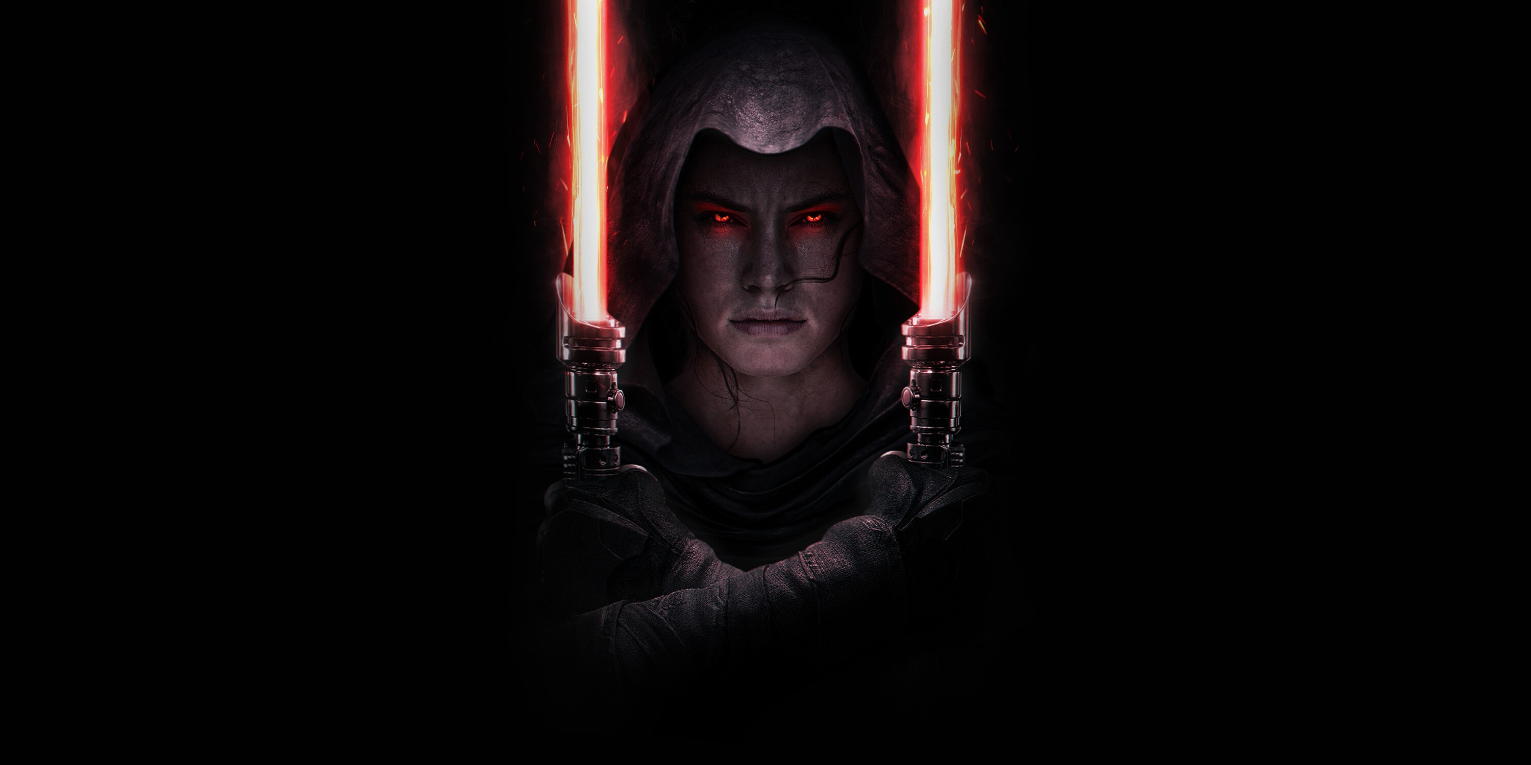 General 3000x1500 Star Wars Sith artwork lightsaber dark side 2019 (year) red eyes Rey (Star Wars) Star Wars: The Force Unleashed Star Wars: Episode IX - The Rise of Skywalker