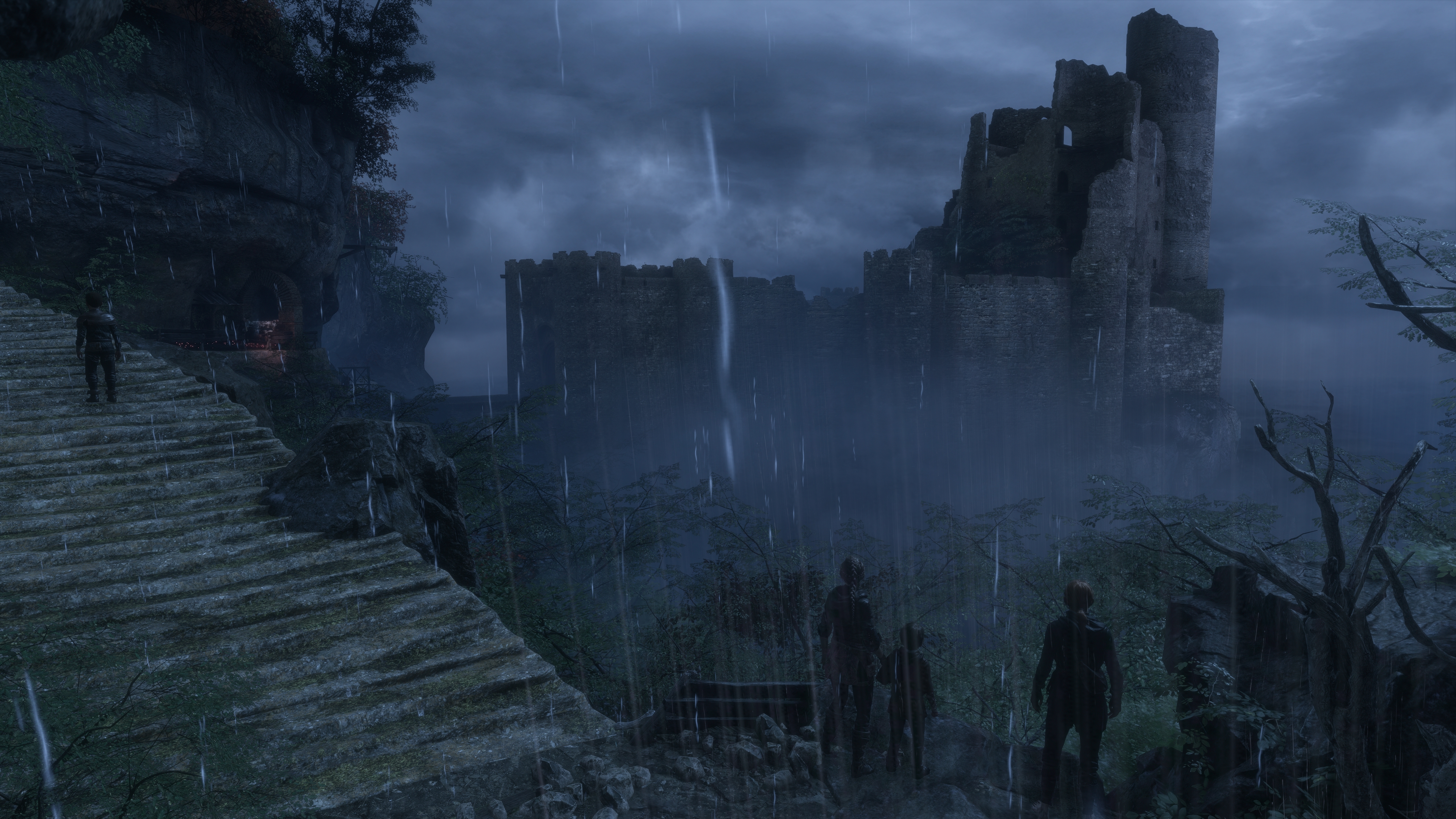 General 3840x2160 video games A Plague Tale Innocence castle ruins rain medieval storm Asobo Studio Amicia