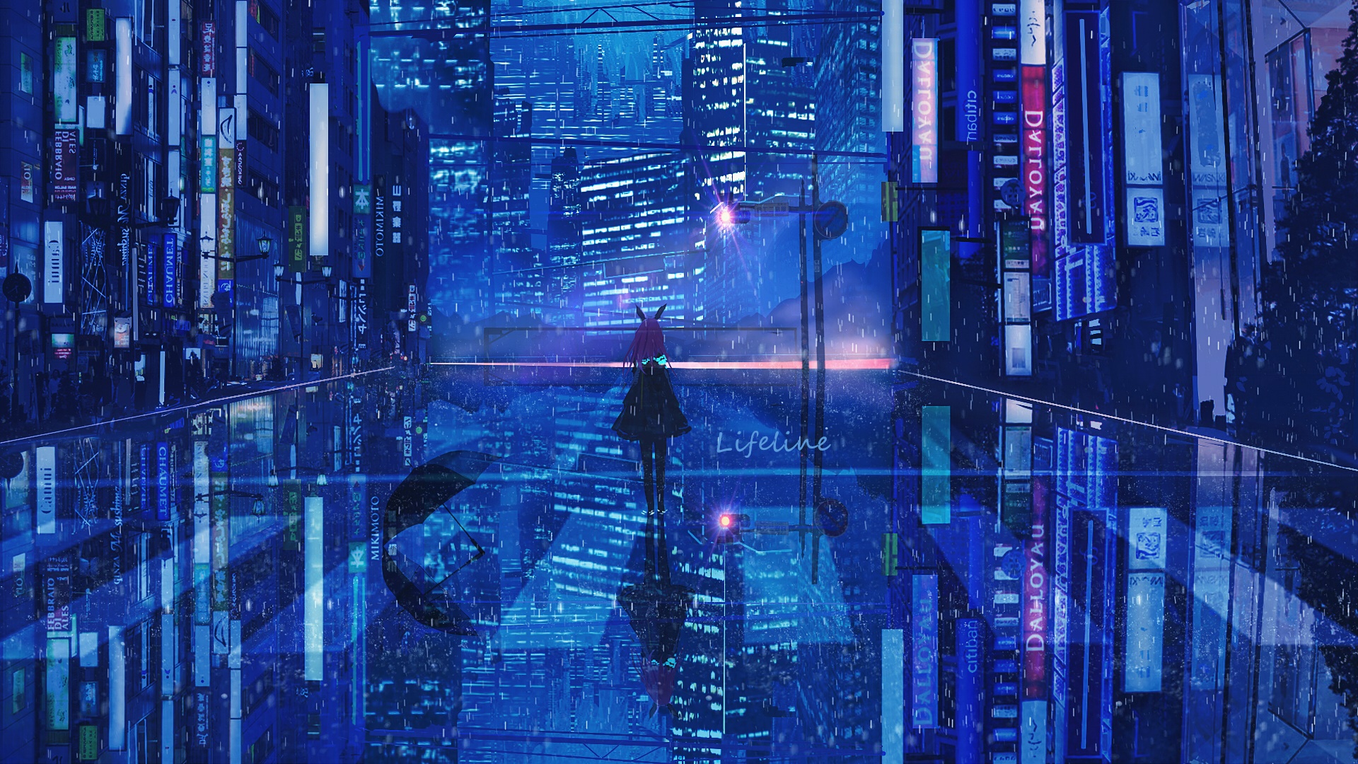 anime, city, cityscape, reflection | 1920x1080 Wallpaper 