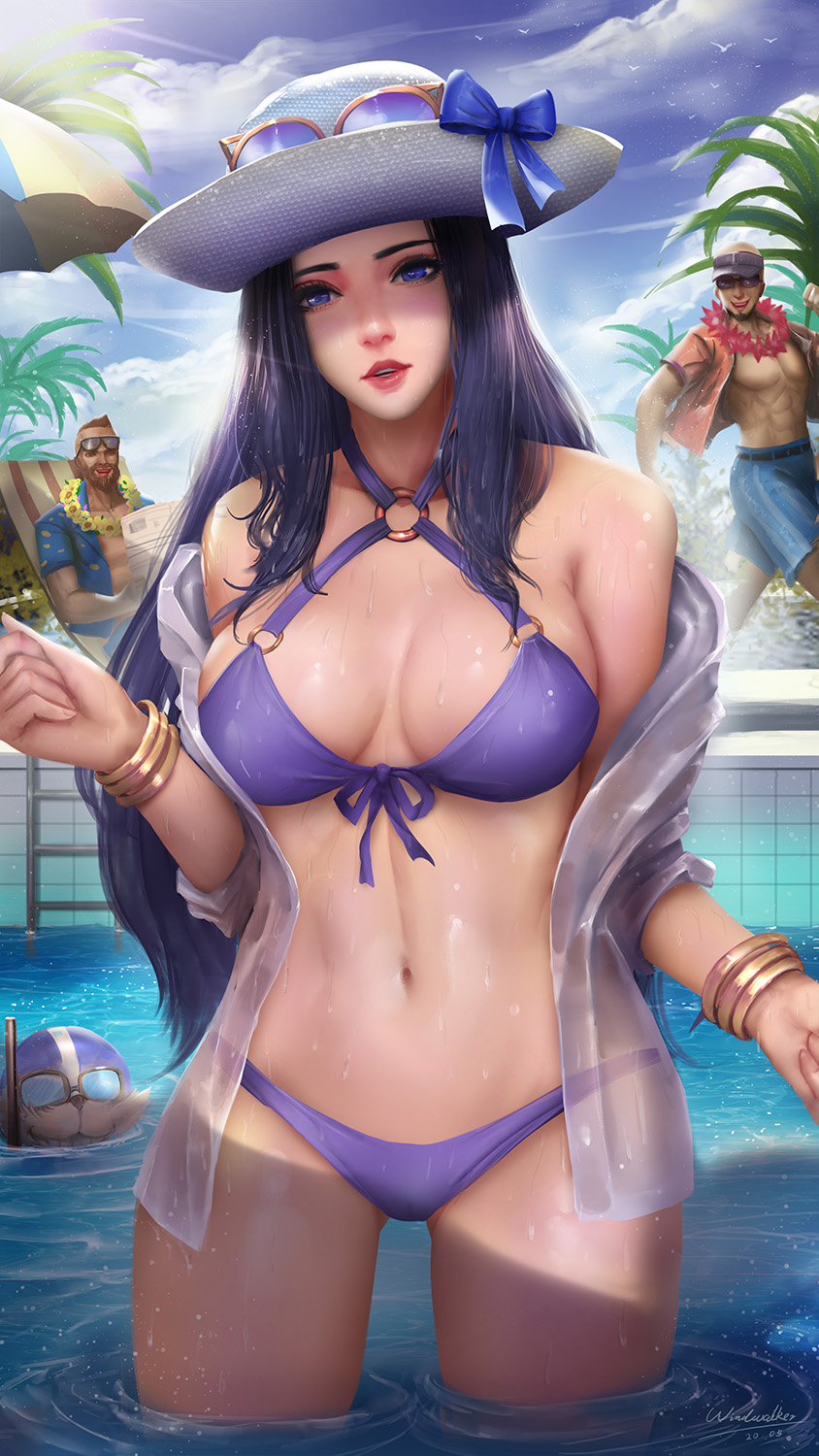 Of Legends Caitlyn Bikini porn images looking at viewer big boobs stare pur...