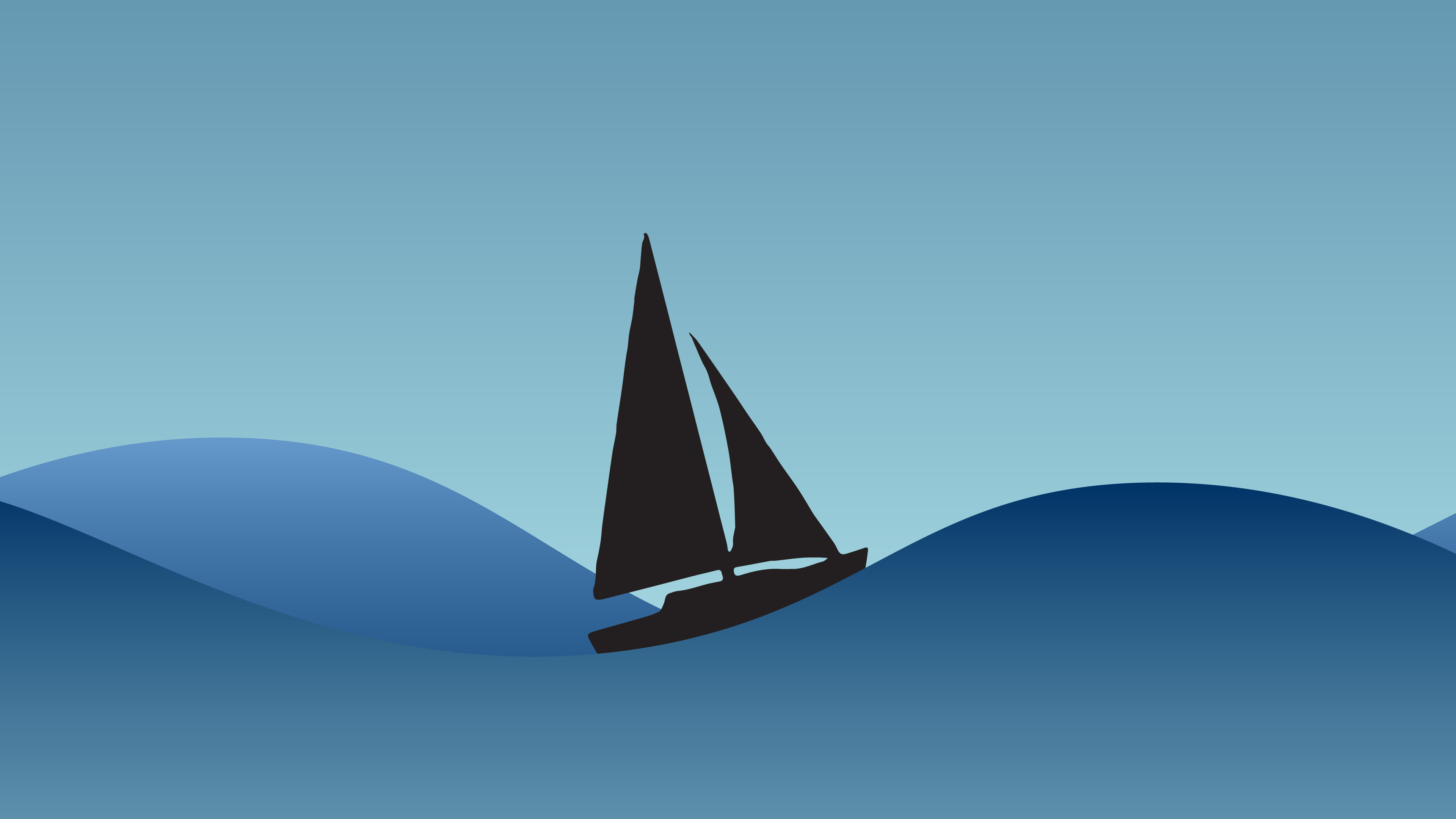 General 3840x2160 artwork sailboats waves water sea minimalism digital art simple background