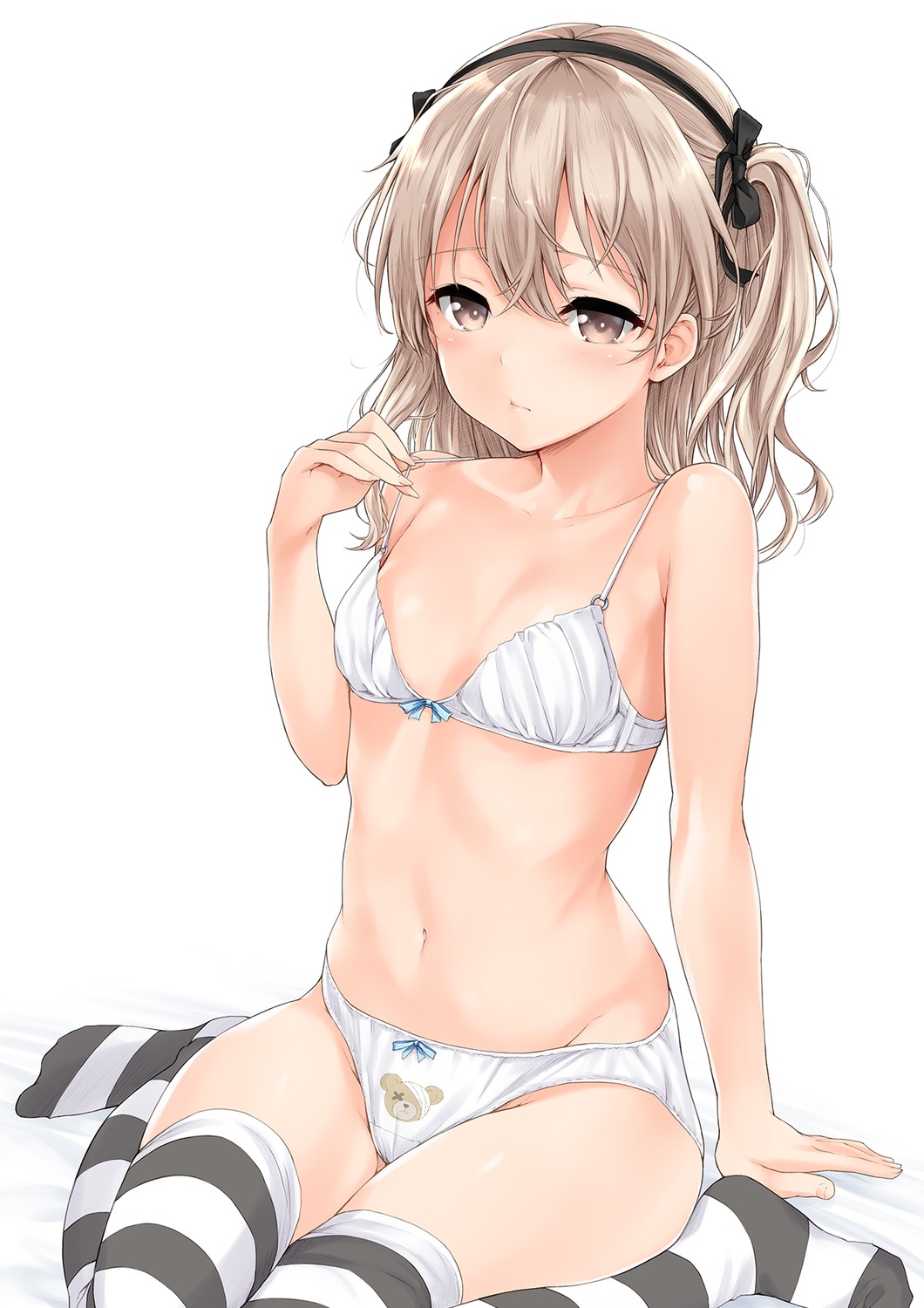Anime 1060x1500 anime girls anime panties bra white background small boobs thigh-highs loli Girls und Panzer Shimada Arisu Harino646