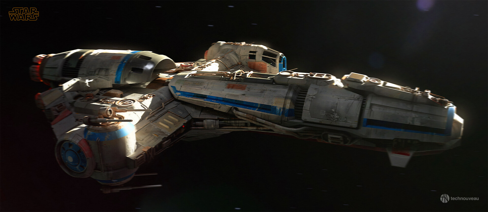 General 1920x835 Corellian Tanker spaceship vehicle science fiction ArtStation Star Wars digital art