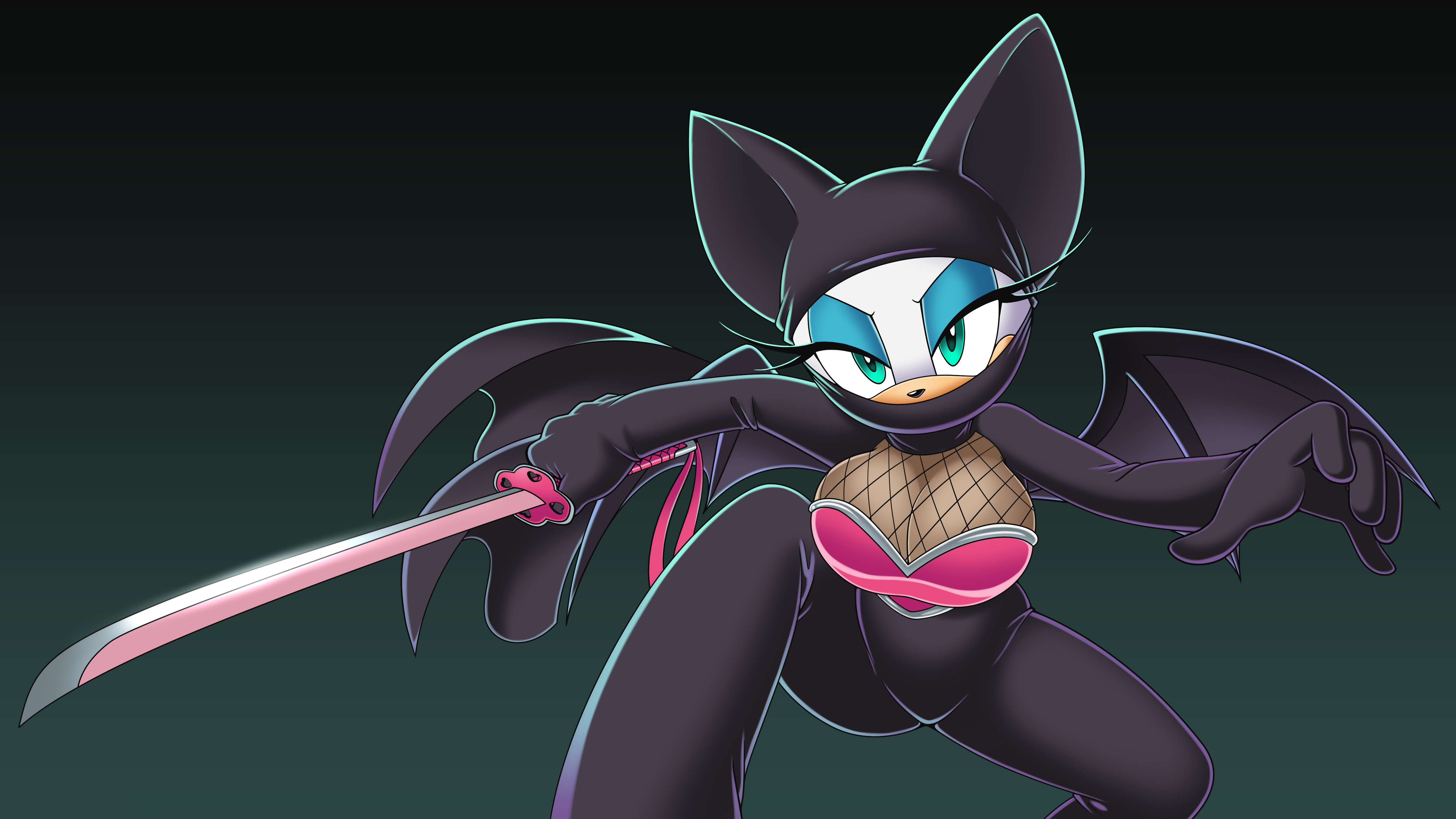 Anime 4800x2700 Sonic the Hedgehog Rouge the Bat katana ninja girl Kunoichi...