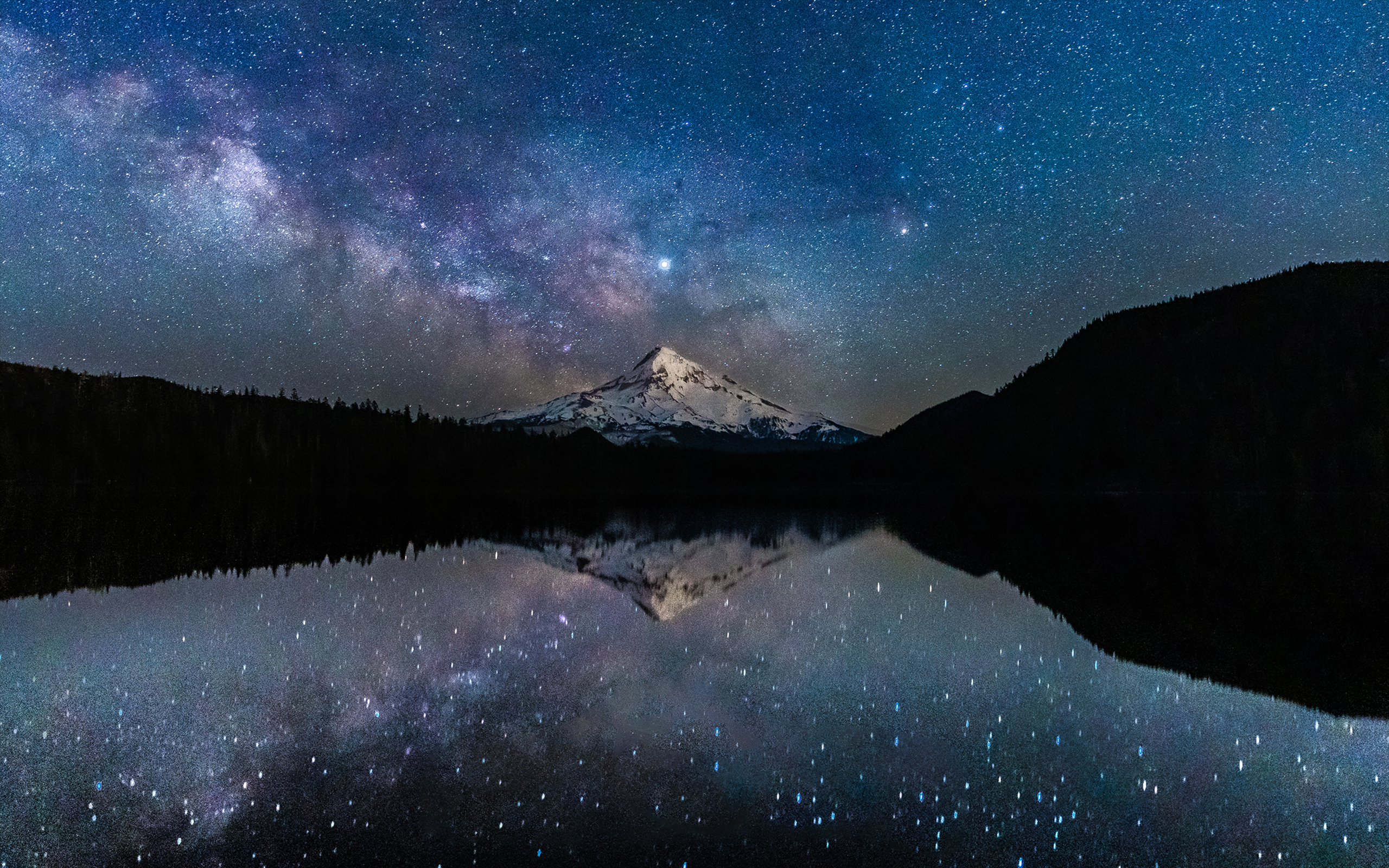 General 2560x1600 Milky Way stars mirror water horizon