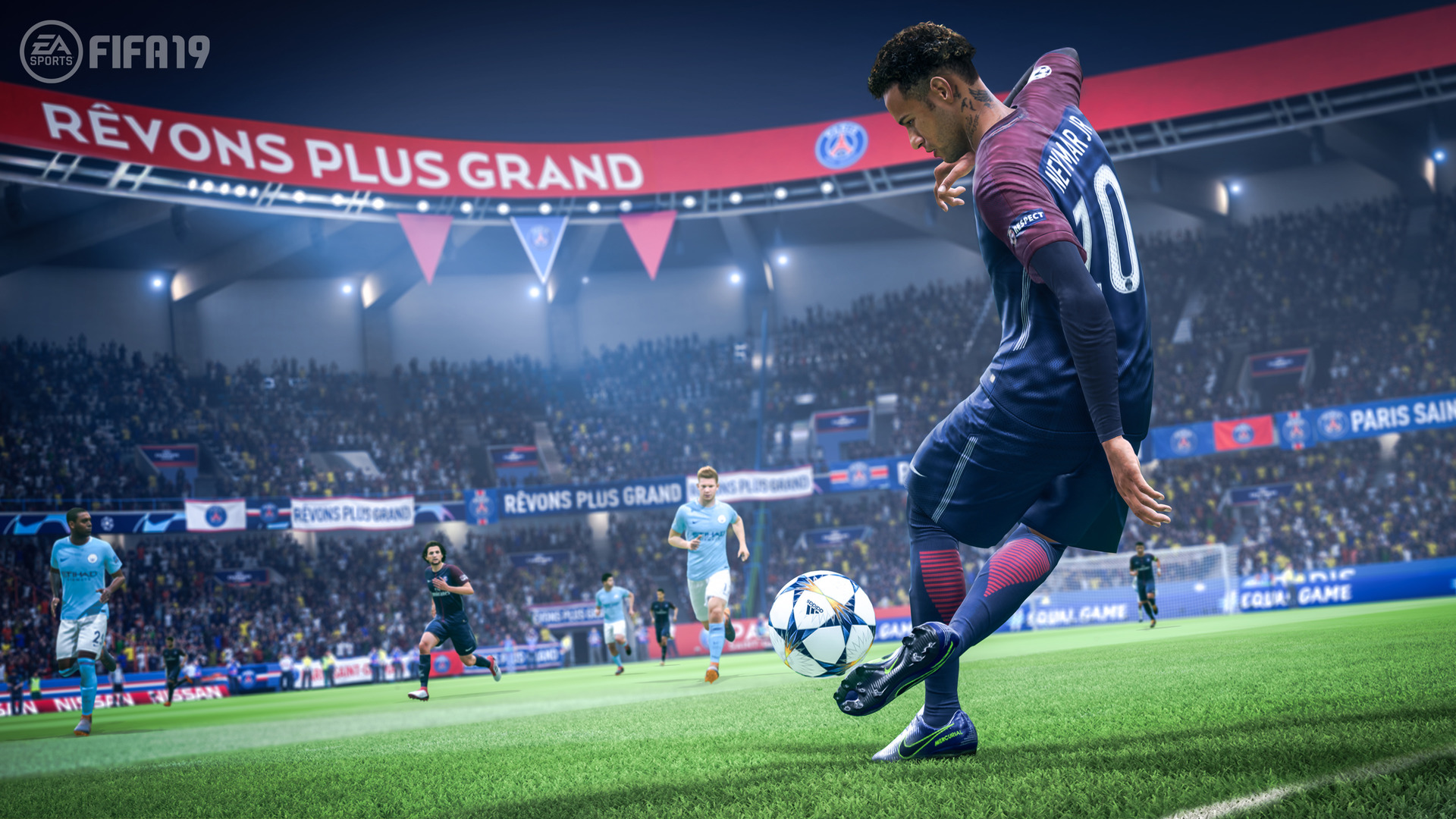 General 1920x1080 FIFA Neymar JR. video games soccer Paris Saint-Germain Champions League FIFA 19 EA Sports soccer ball PC gaming sport