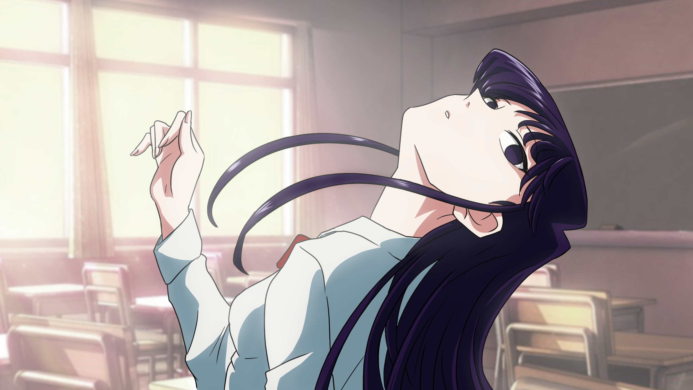 Anime 2706x1525 Komi-san wa, Comyushou desu. Monogatari Series school uniform JK long hair anime girls 2D Komi Shouko anime