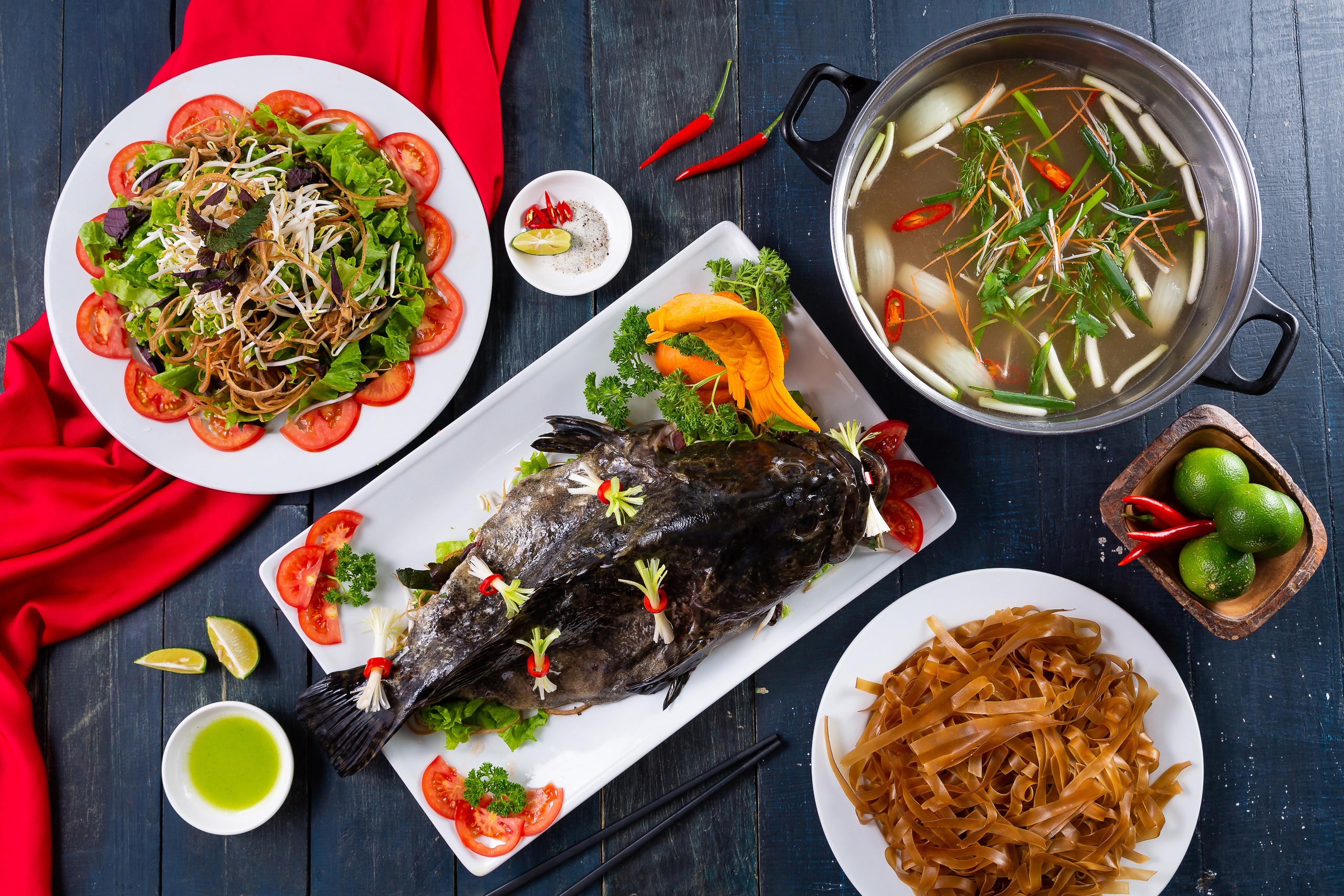 General 2560x1707 Asia food fish vegetables soup seafood