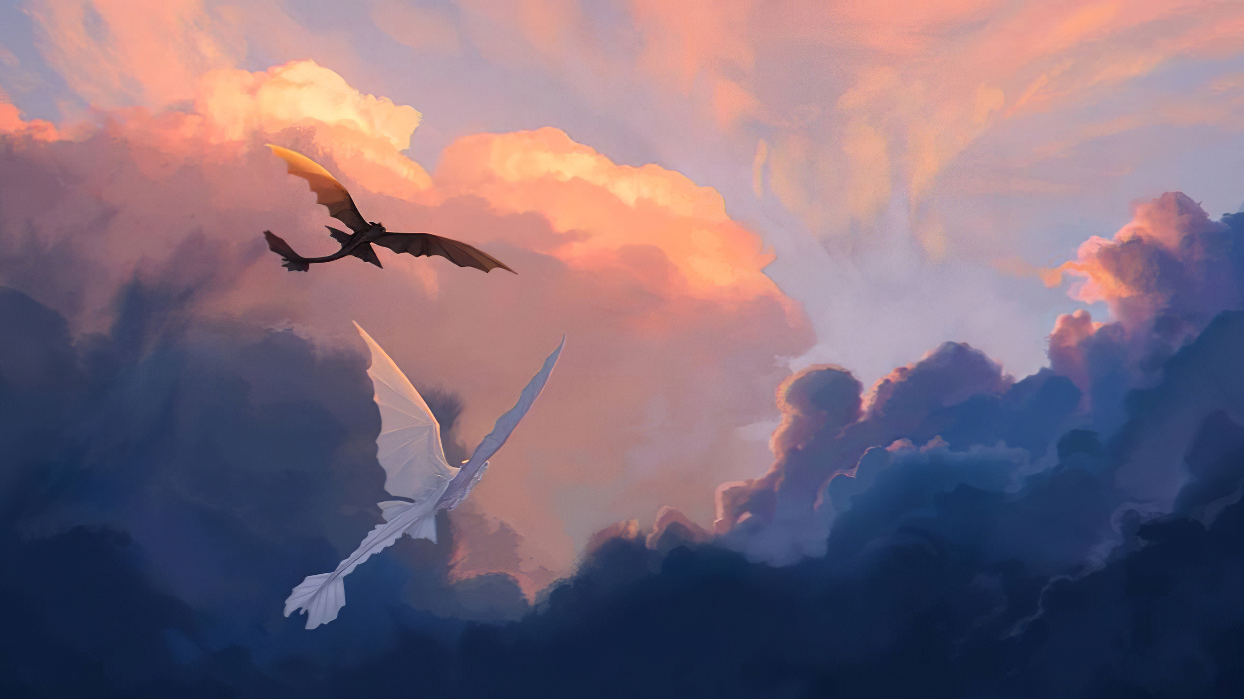 General 2560x1440 How to Train Your Dragon How to Train Your Dragon: The Hidden World digital art Toothless clouds flying dragon