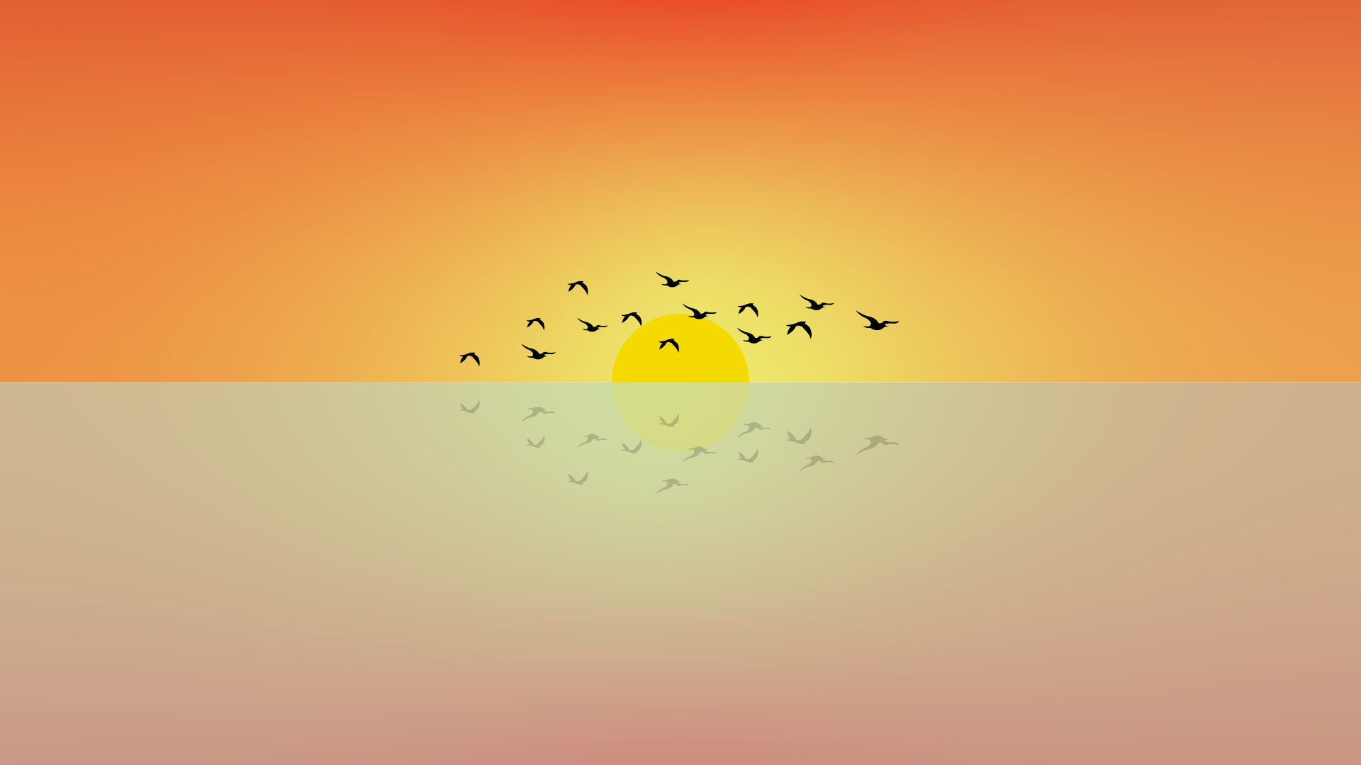 General 1920x1080 minimalism sunset birds sun rays