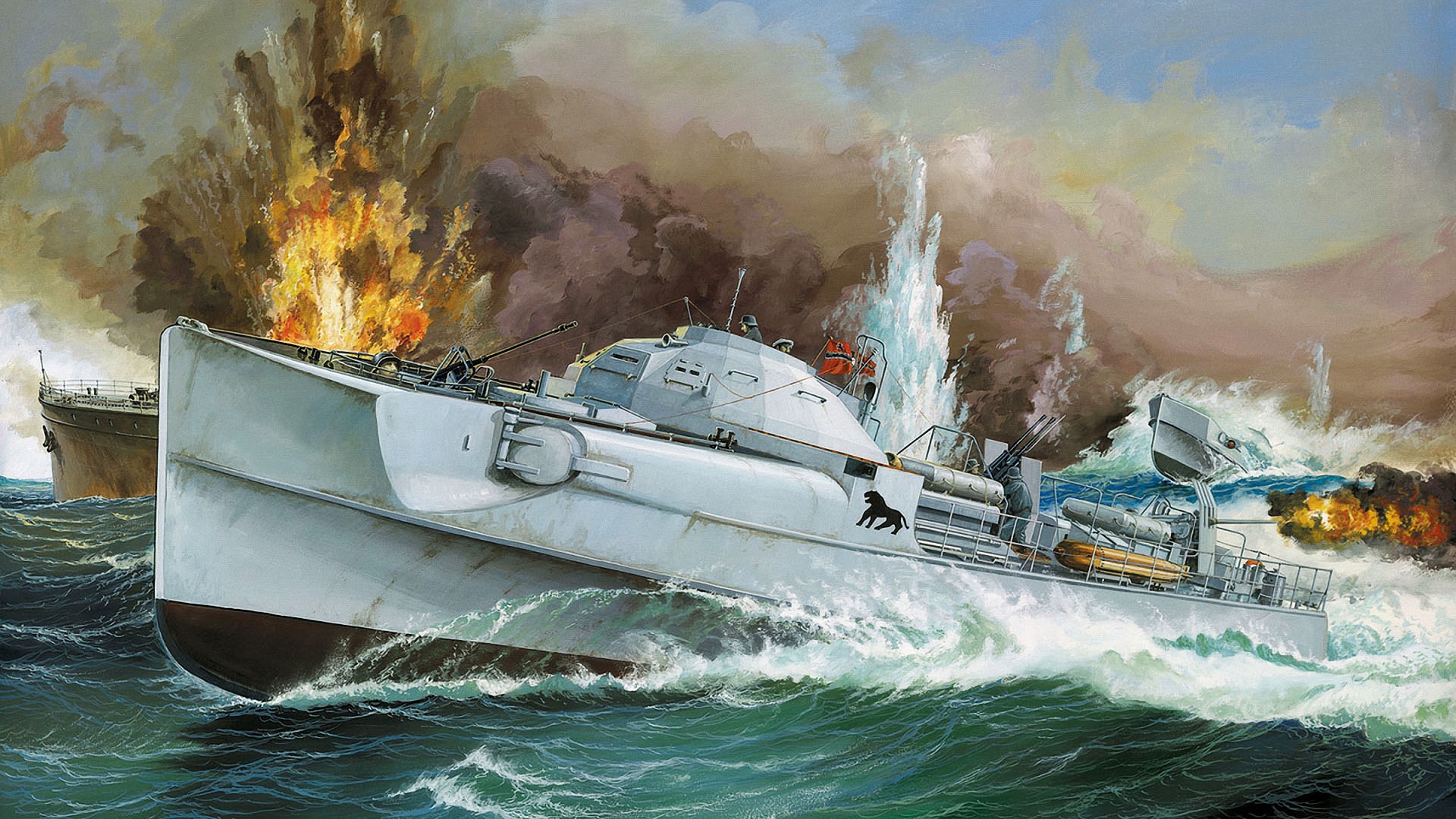 General 1920x1080 World War II artwork vehicle military Germany war boat