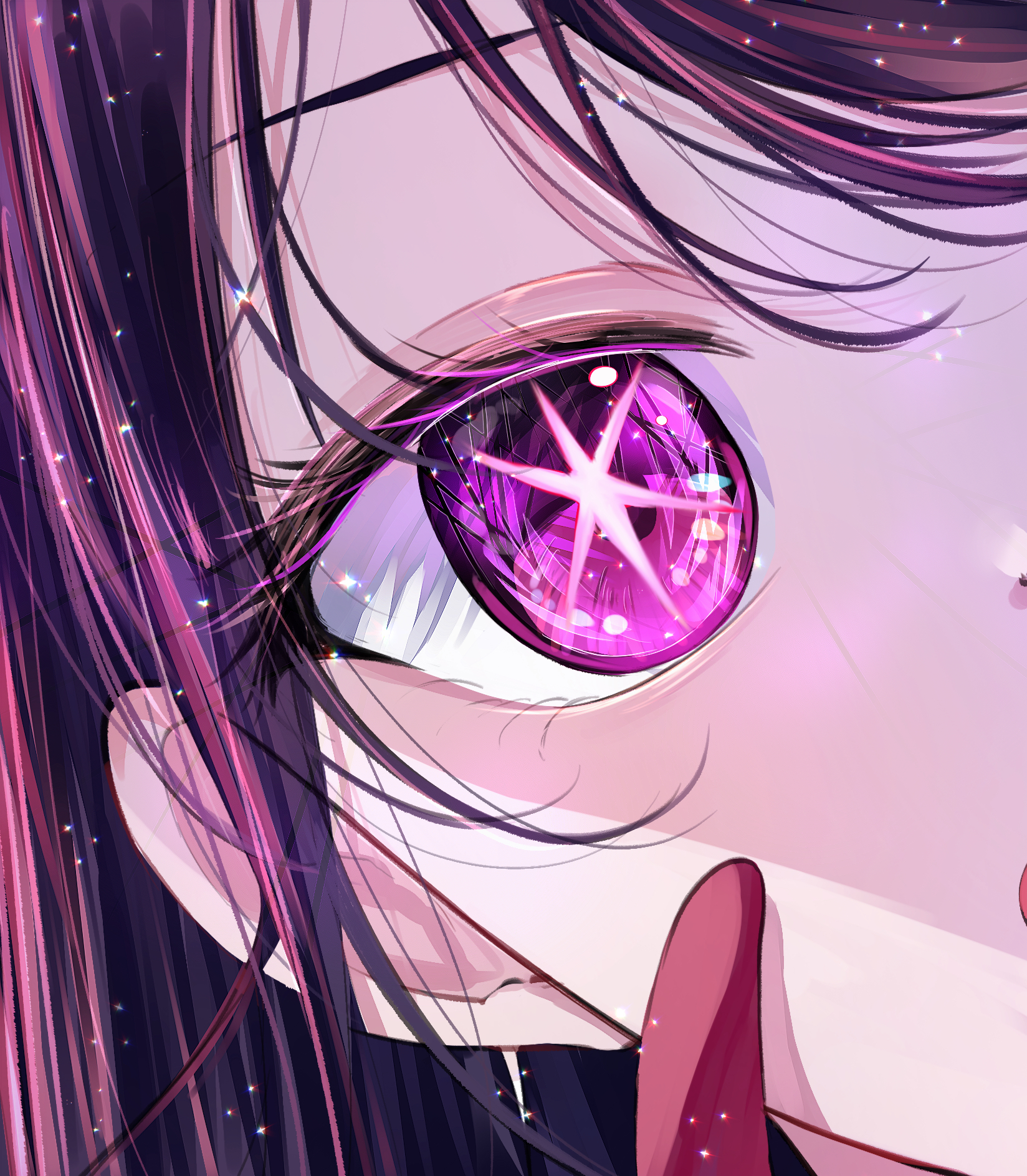 Anime 1648x1887 Oshi no Ko anime girls face purple hair purple eyes closed eyes looking at viewer eyes star eyes portrait display Hoshino Ai
