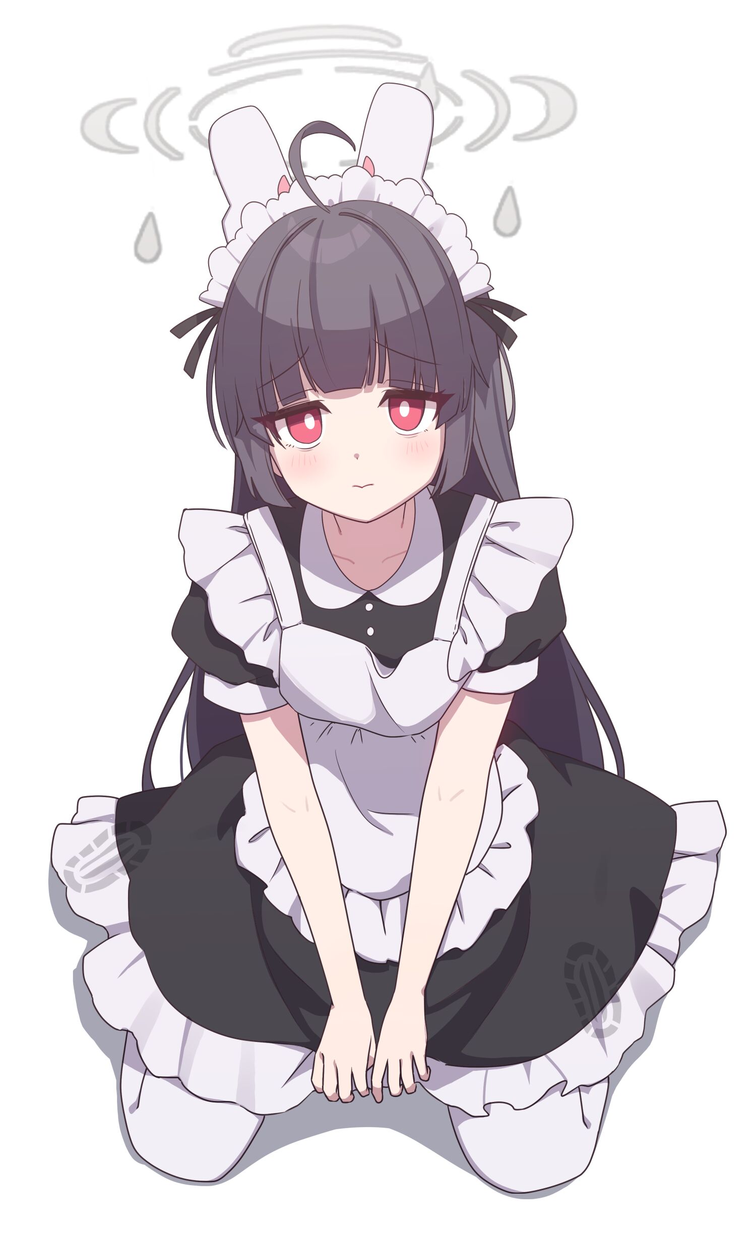 Anime 1500x2447 anime games anime girls maid maid outfit red eyes animal ears