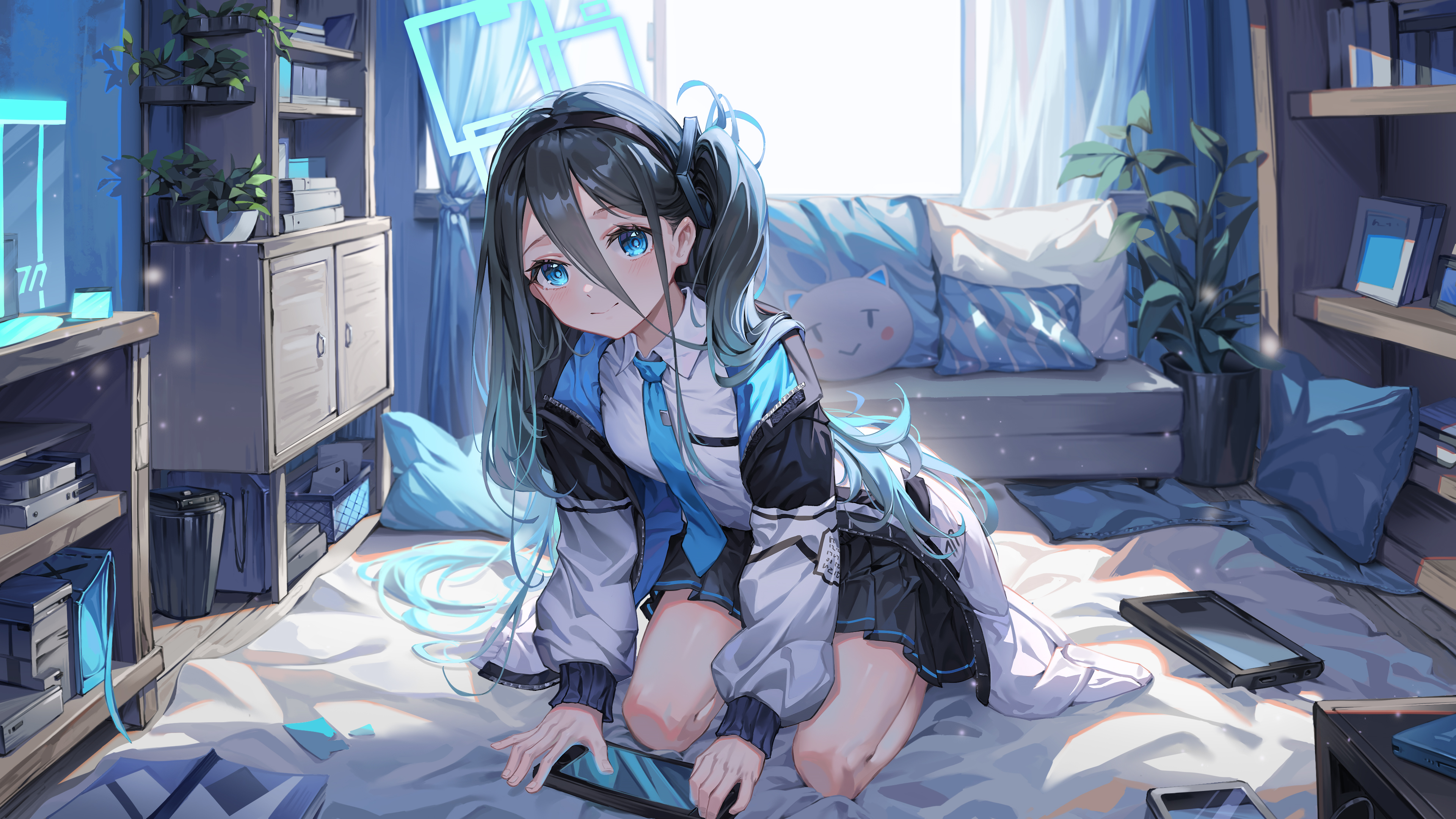 Anime 3840x2160 Blue Archive Tendou Alice loli long hair looking at viewer blue eyes