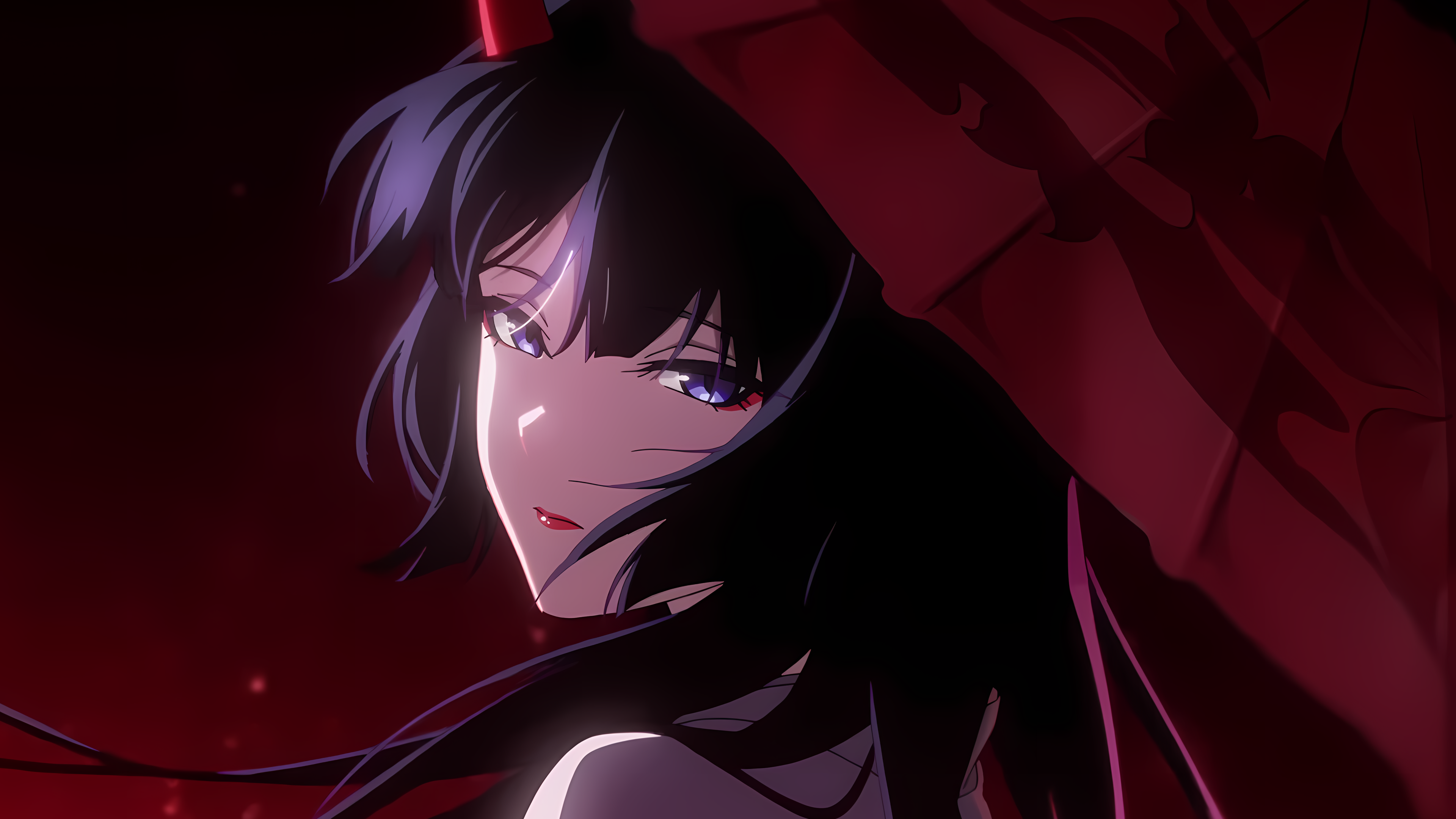 Anime 3840x2160 Honkai: Star Rail Robin (Honkai: Star Rail) red lipstick anime girls paper umbrellas purple eyes