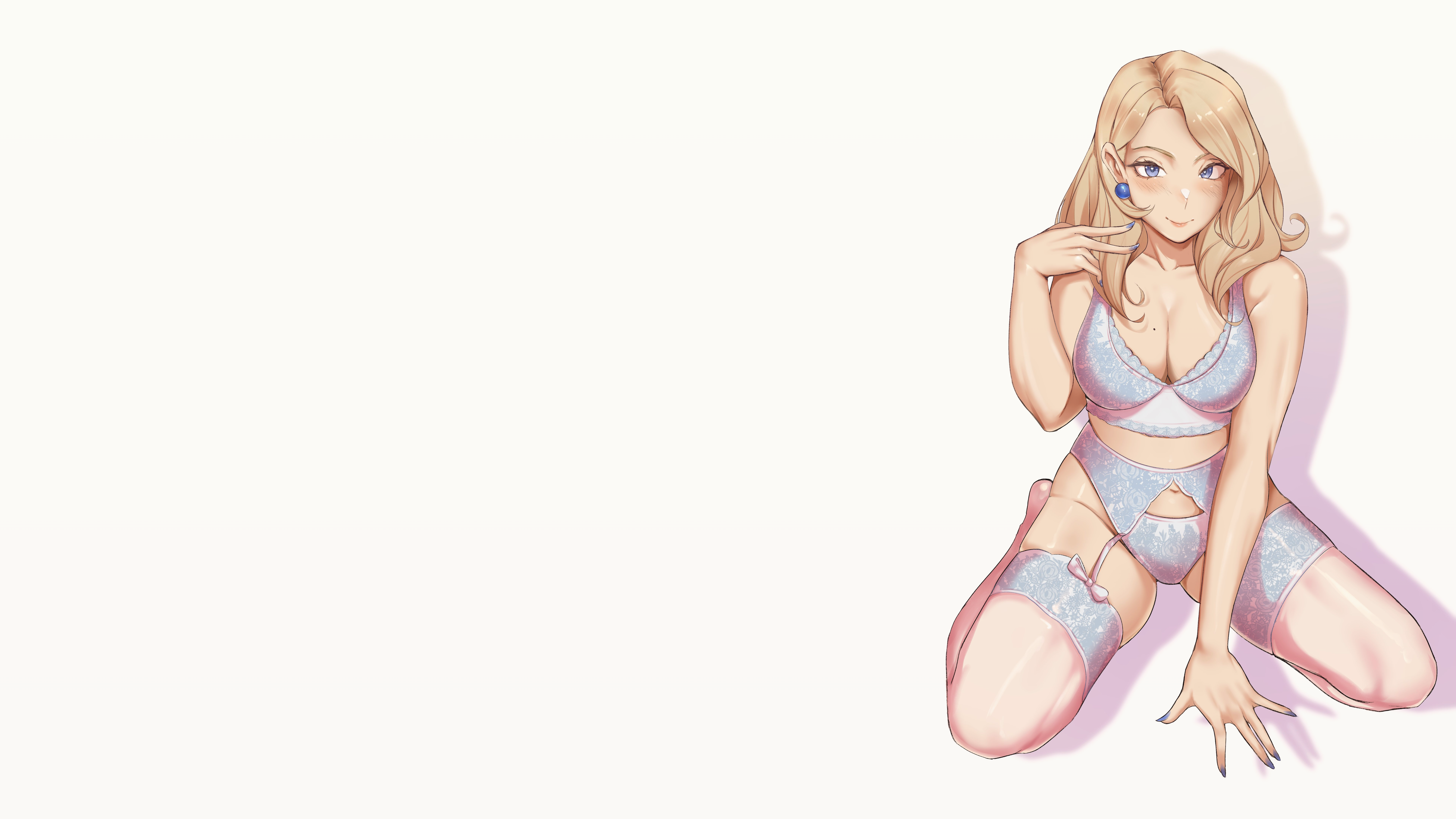 Anime 7680x4320 Fire Emblem fire emblem three houses Nintendo kneeling long nails Mercedes von Martritz blonde looking at viewer bedroom eyes sensual gaze lingerie white lingerie clothing cutout big boobs boobs cleavage white bra bra bra straps panties white panties hands on floor earring Fire Emblem Heroes blue eyes blushing closed mouth garter straps garter belt jewelry sheer lingerie sheer panties lace garter lace lingerie lace lace pantyhose thigh-highs white thigh highs transparency bangs ribbon mole on breast video games video game girls smiling belly button belly underwear lace underwear white underwear white background Skindentation simple background bare shoulders