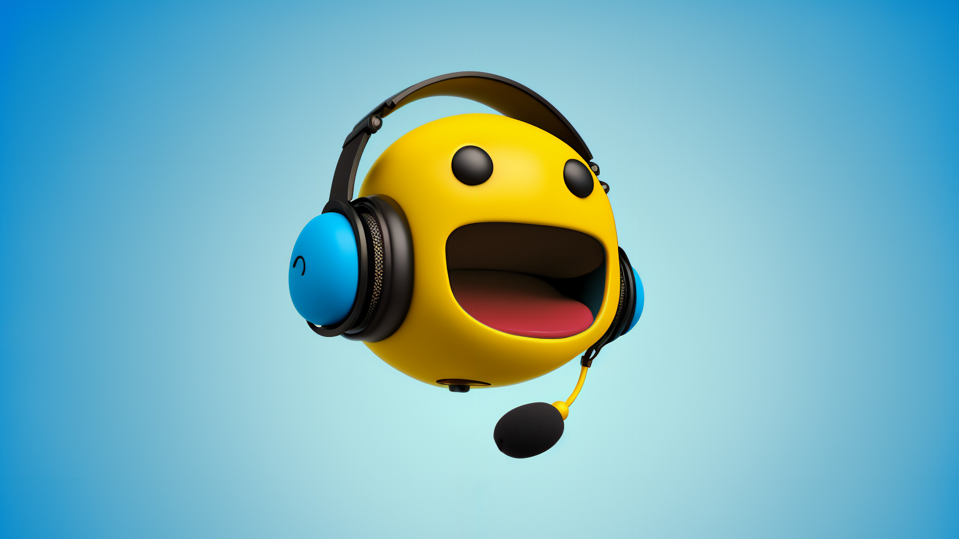 General 3060x1721 AI art smiley Emoji headphones happy simple background minimalism