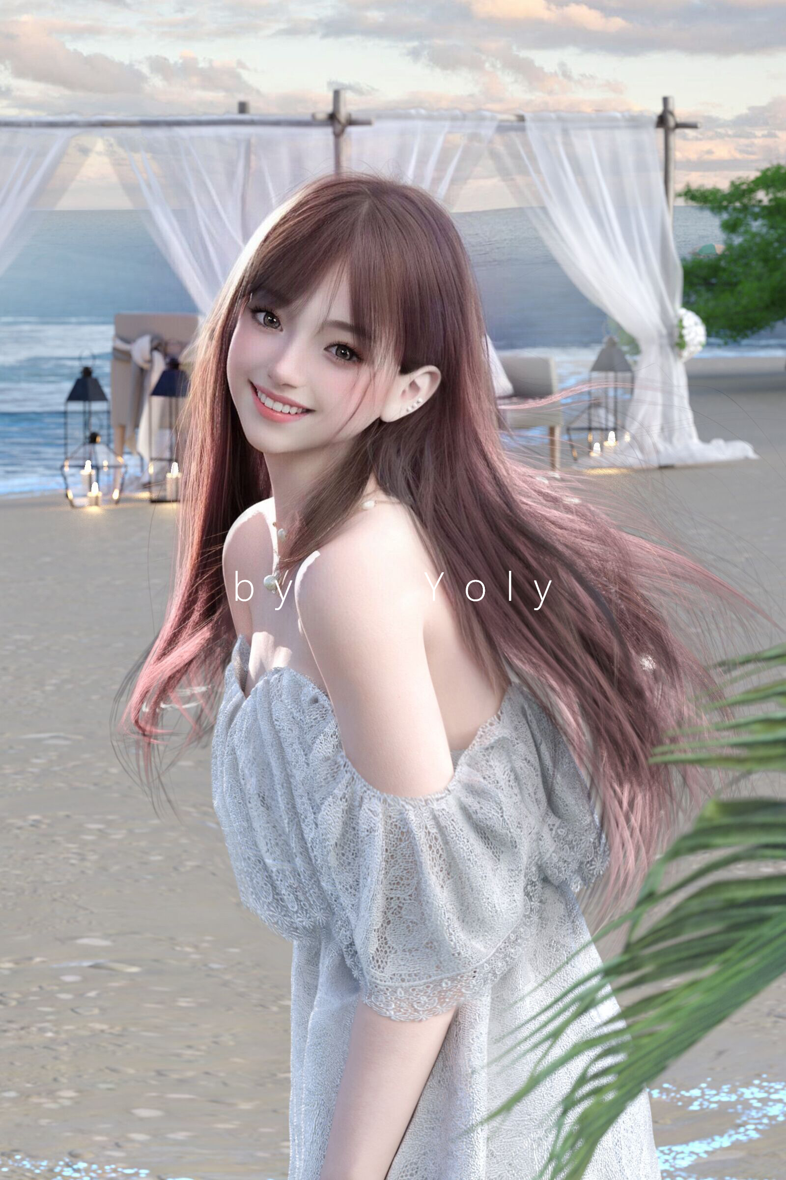 General 1600x2400 Yoly Asian women women indoors Daz 3D CGI digital art artwork long hair beach portrait display