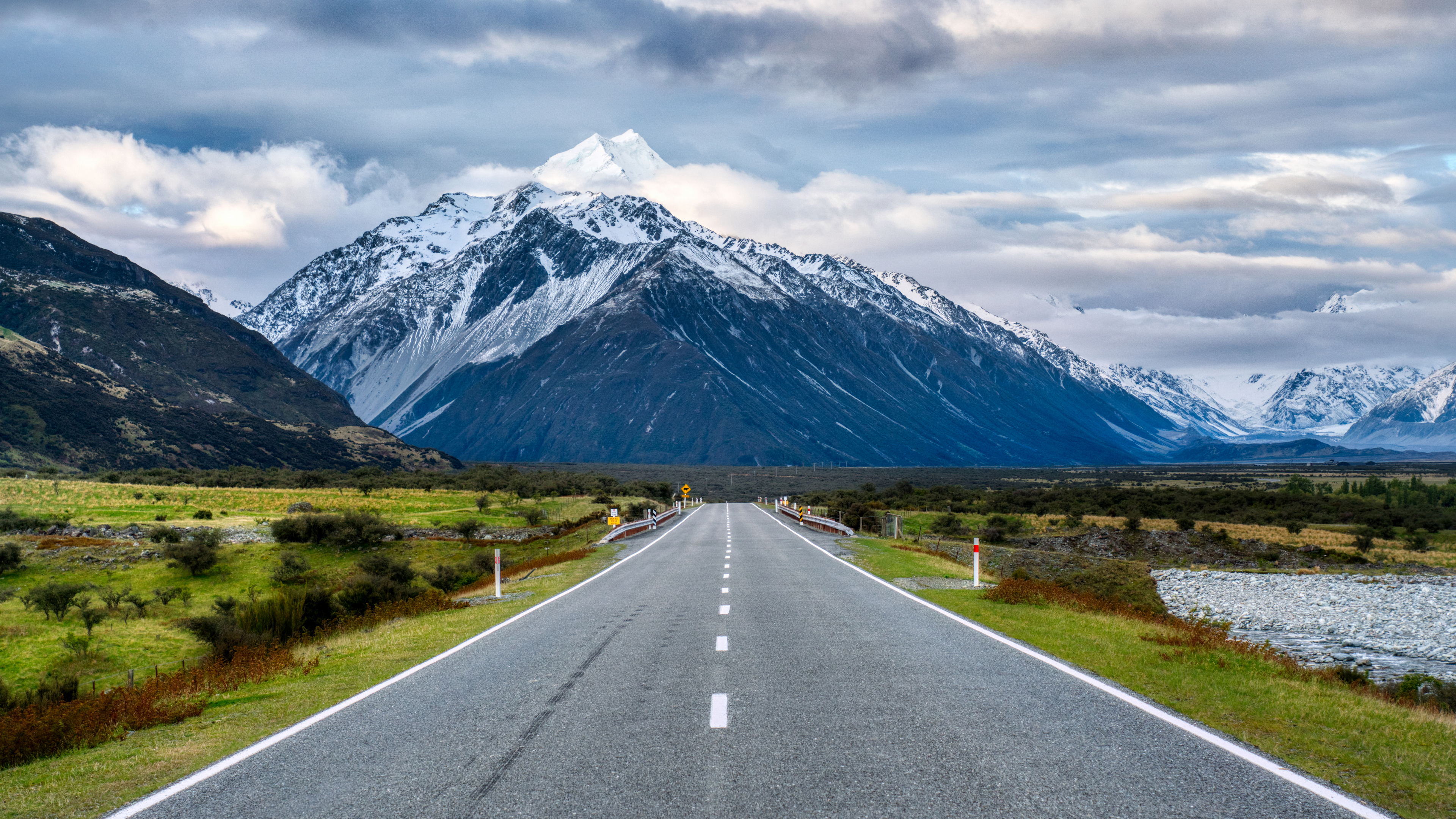 General 3840x2160 Trey Ratcliff photography road landscape mountains nature snow clouds New Zealand