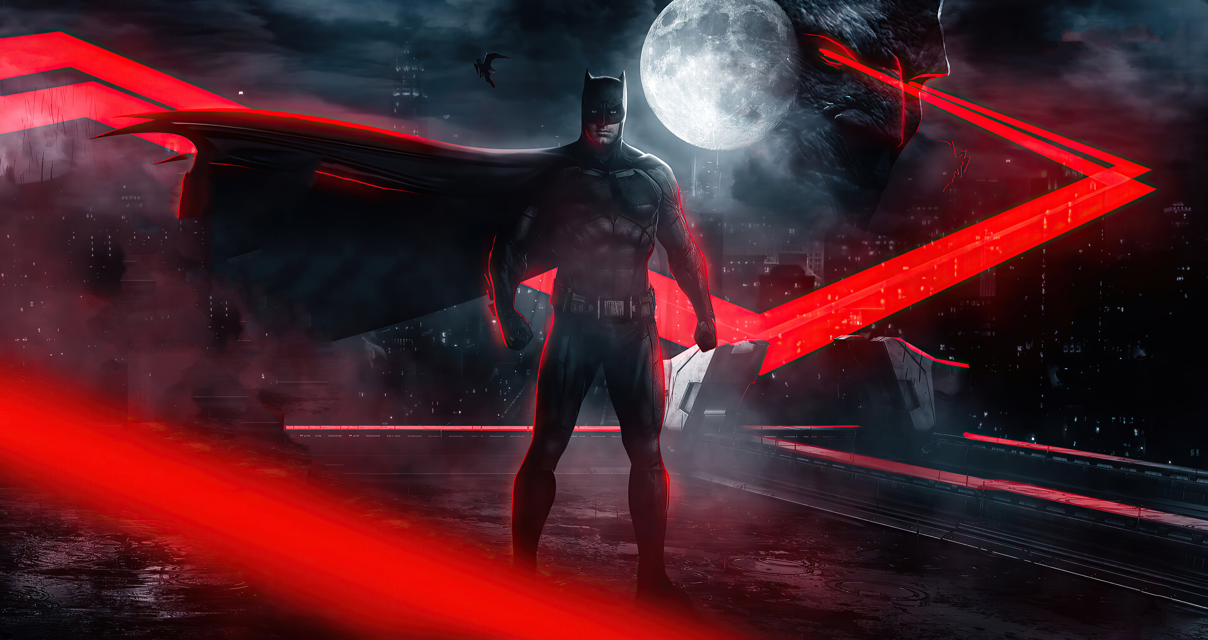 General 3840x2036 Darkseid red dark God DC Comics Batman laser laser eyes Moon clouds artwork superhero