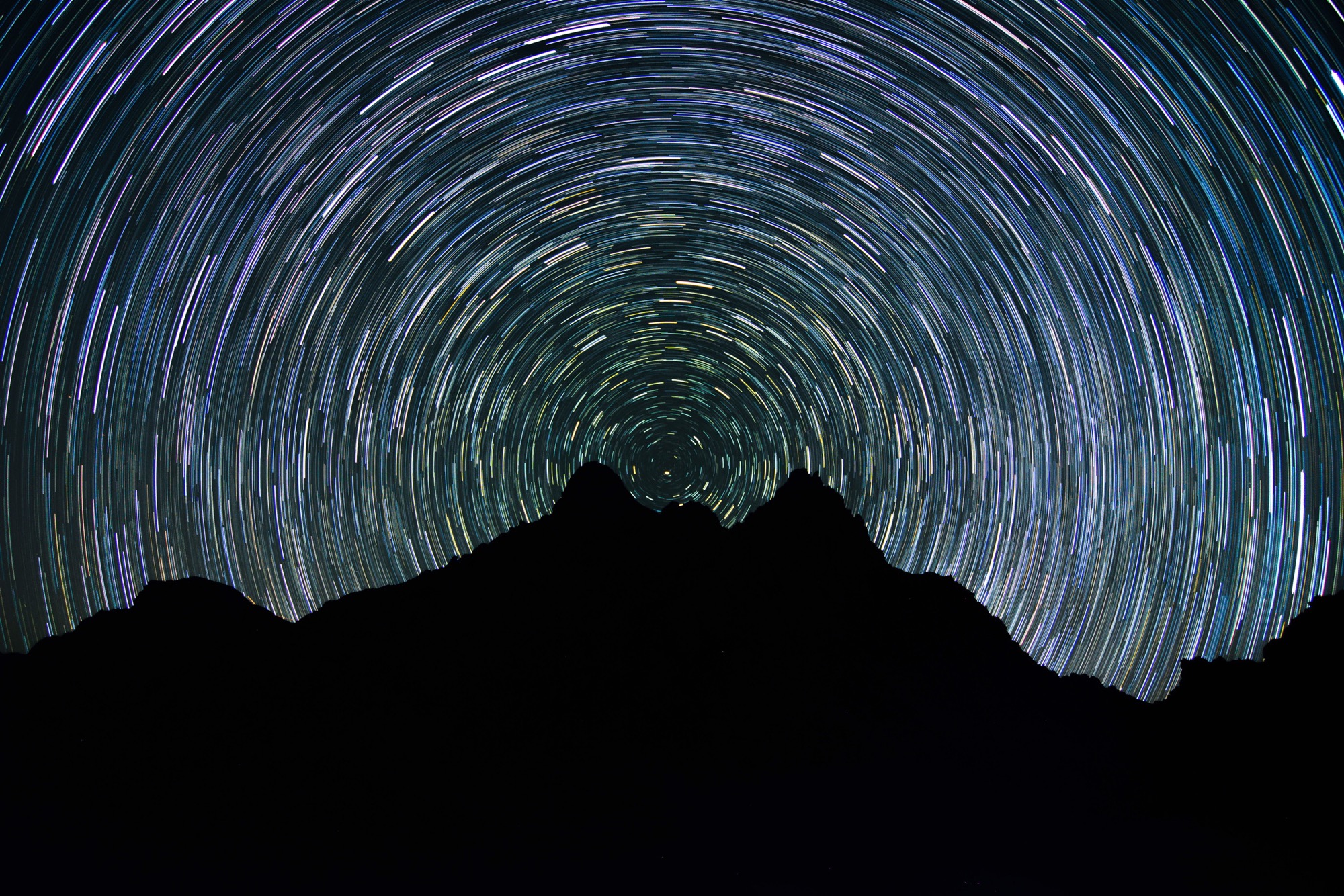 General 2000x1334 photography night nature landscape stars long exposure light trails circle mountains black silhouette minimalism