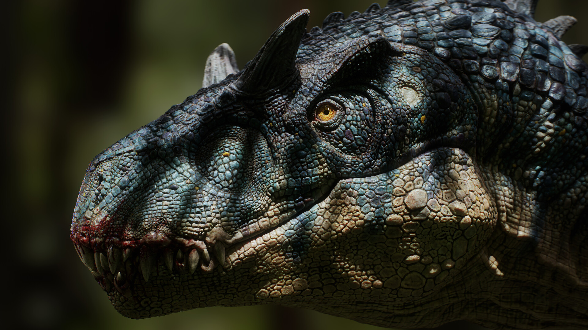 General 1920x1080 Jared Chavez CGI dinosaurs portrait Allosaurus shadow