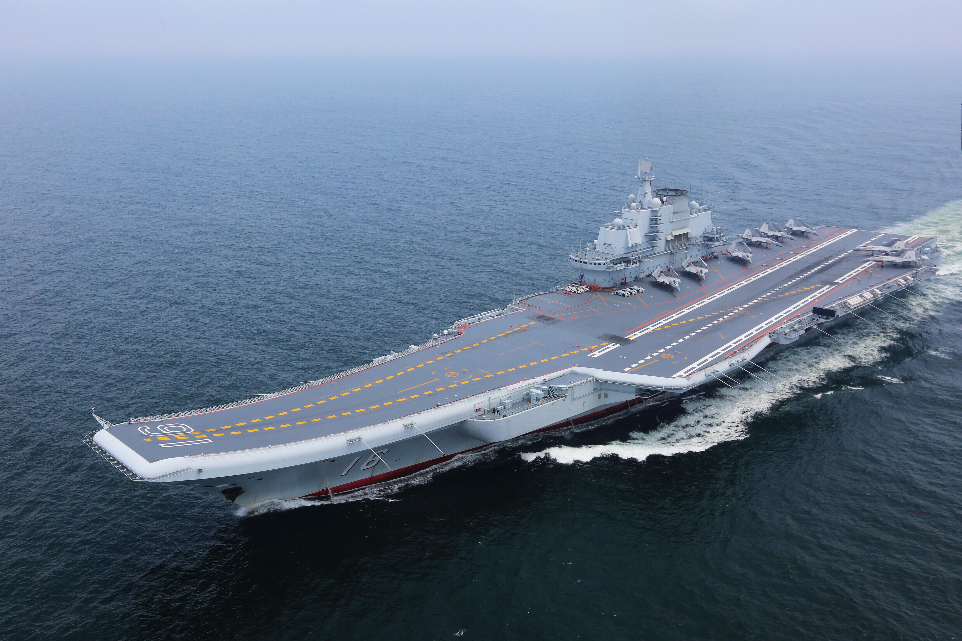 General 4000x2667 People's Liberation Army Navy Type 001 aircraft carrier military vehicle water military aircraft ripples aircraft carrier top view sea