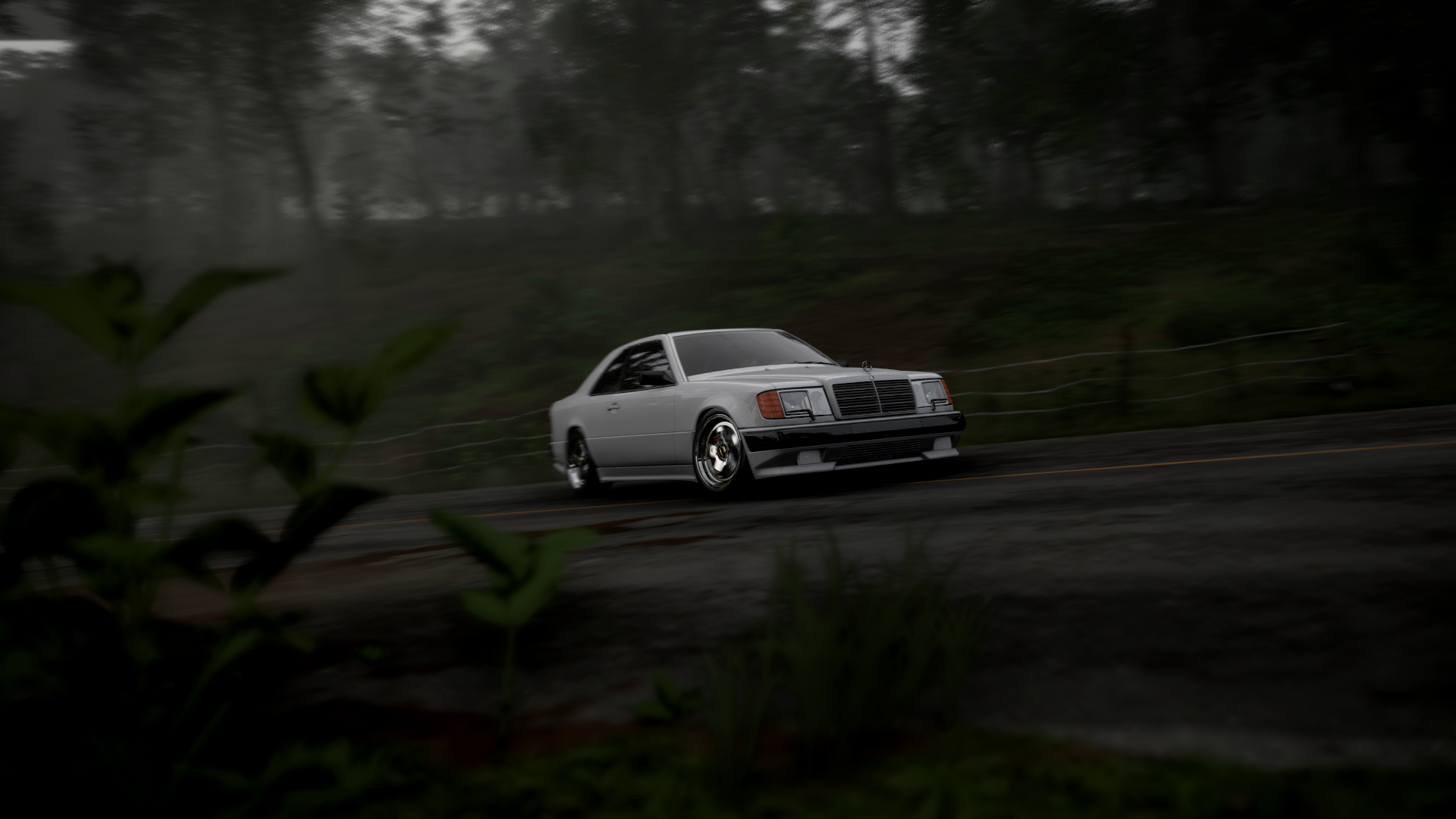 General 1920x1080 Forza Horizon 5 PlaygroundGames CGI video games vehicle trees Mercedes-Benz German cars forest video game art screen shot frontal view road car driving leaves