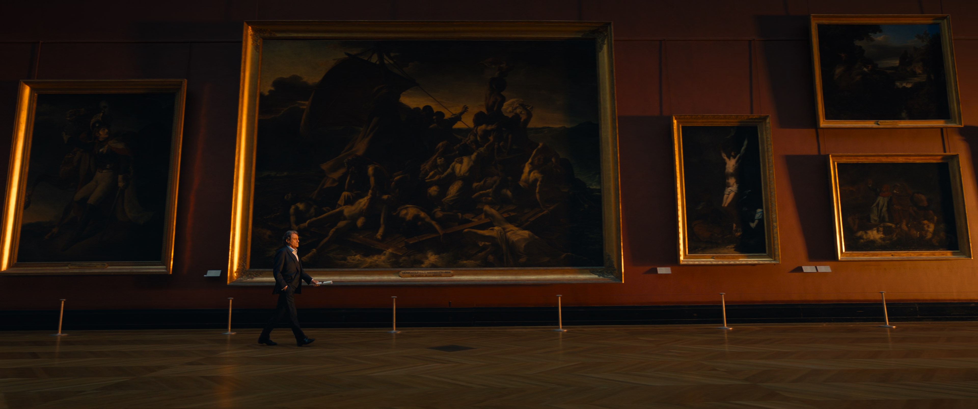 General 3840x1608 John Wick Chapter 4 Ian McShane Louvre painting movies film stills walking men suits hands in pockets